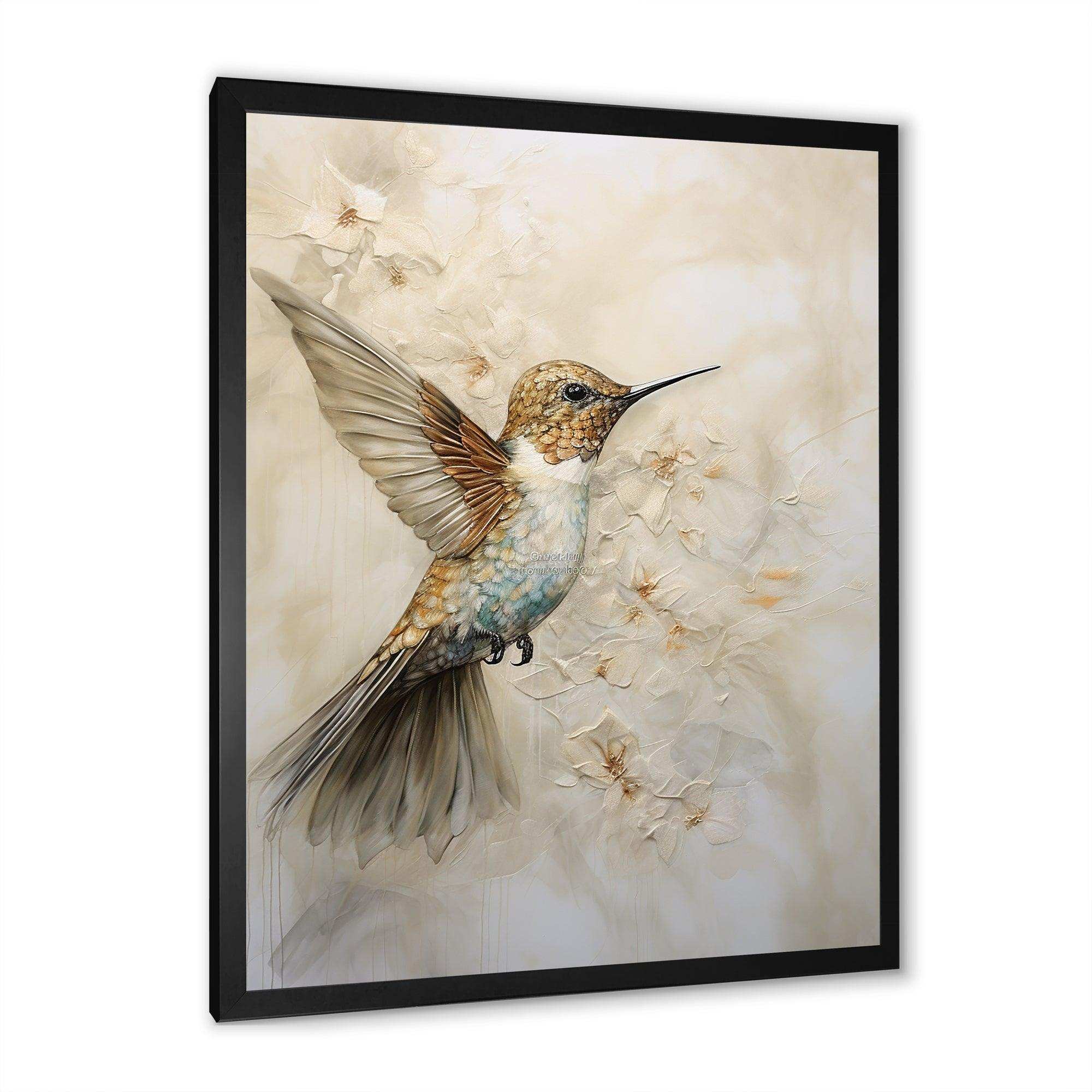Fluttering Floral Hummingbird III - Animals Canvas Wall Art