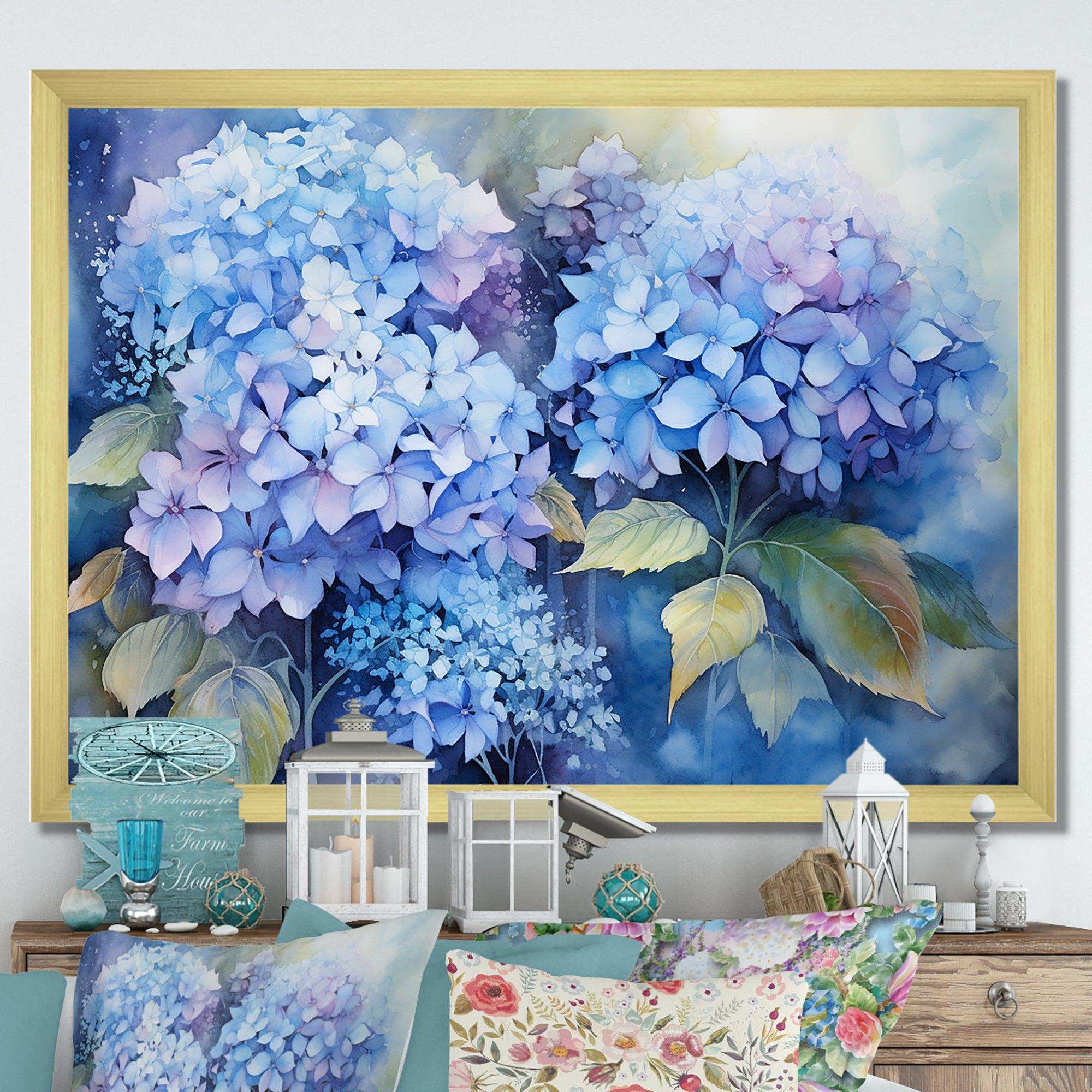 Blue Hydrangea Farmhouse Still Life I - Floral Canvas Wall Art
