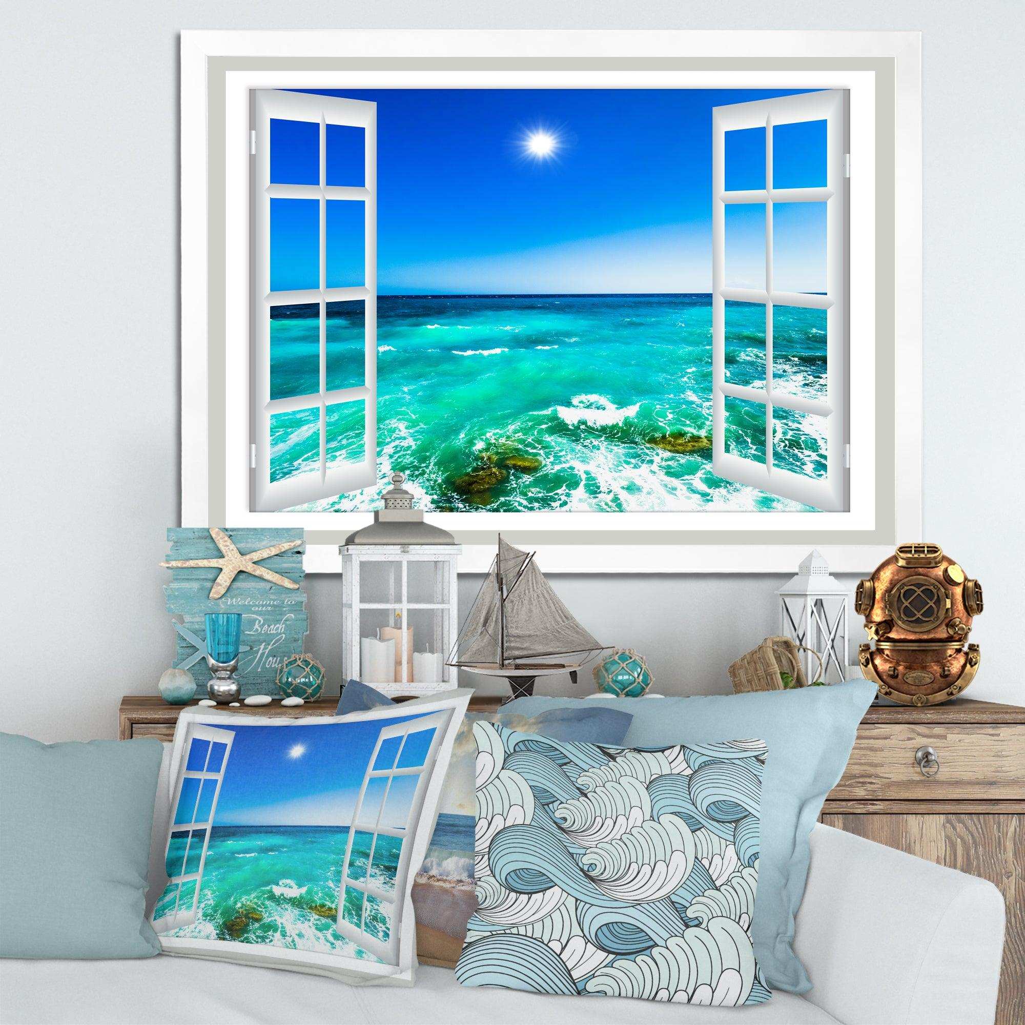 Open Window to Wavy Ocean