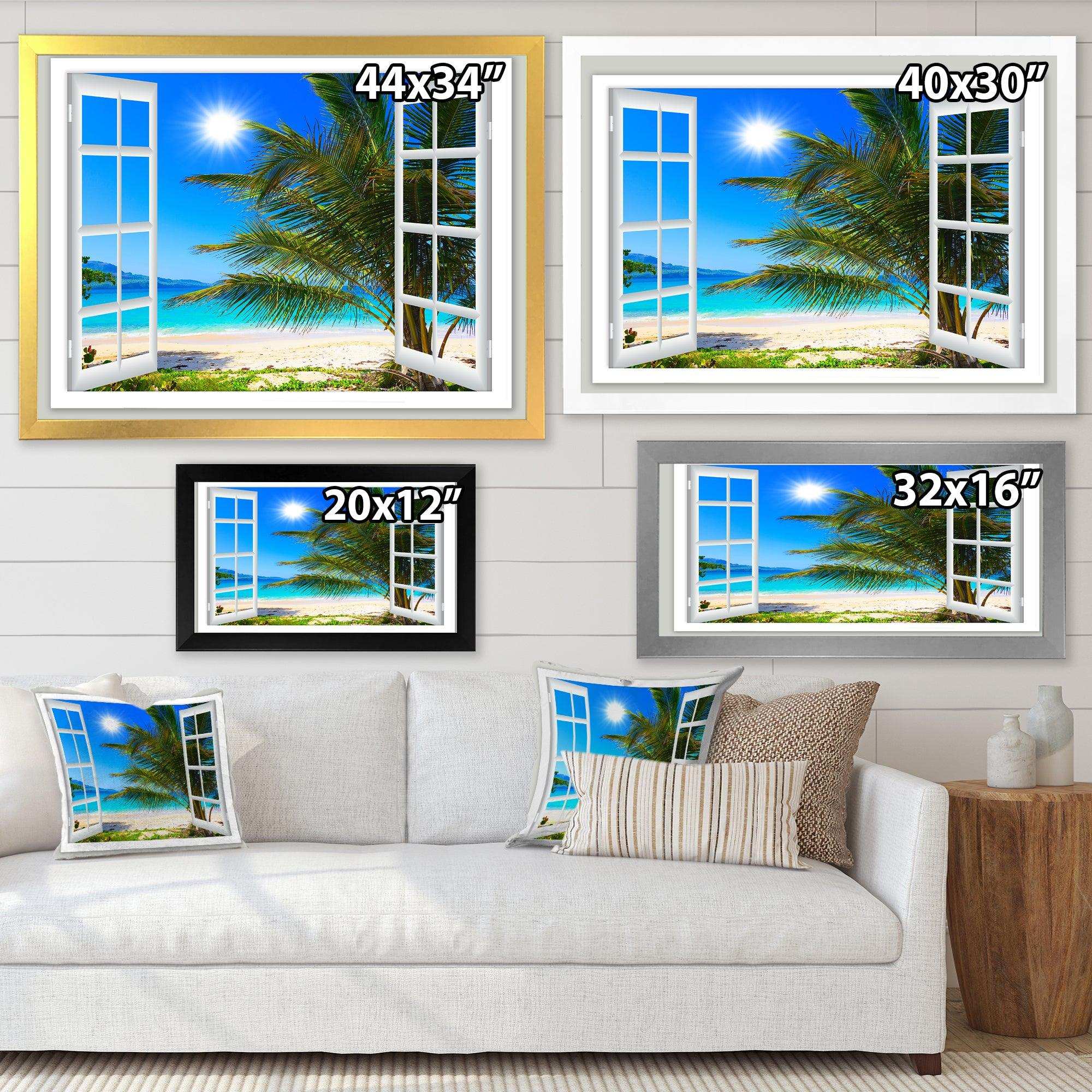 Window Open to Beach with Palm