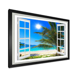 Window Open to Beach with Palm