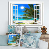 Window Open to Beach with Palm