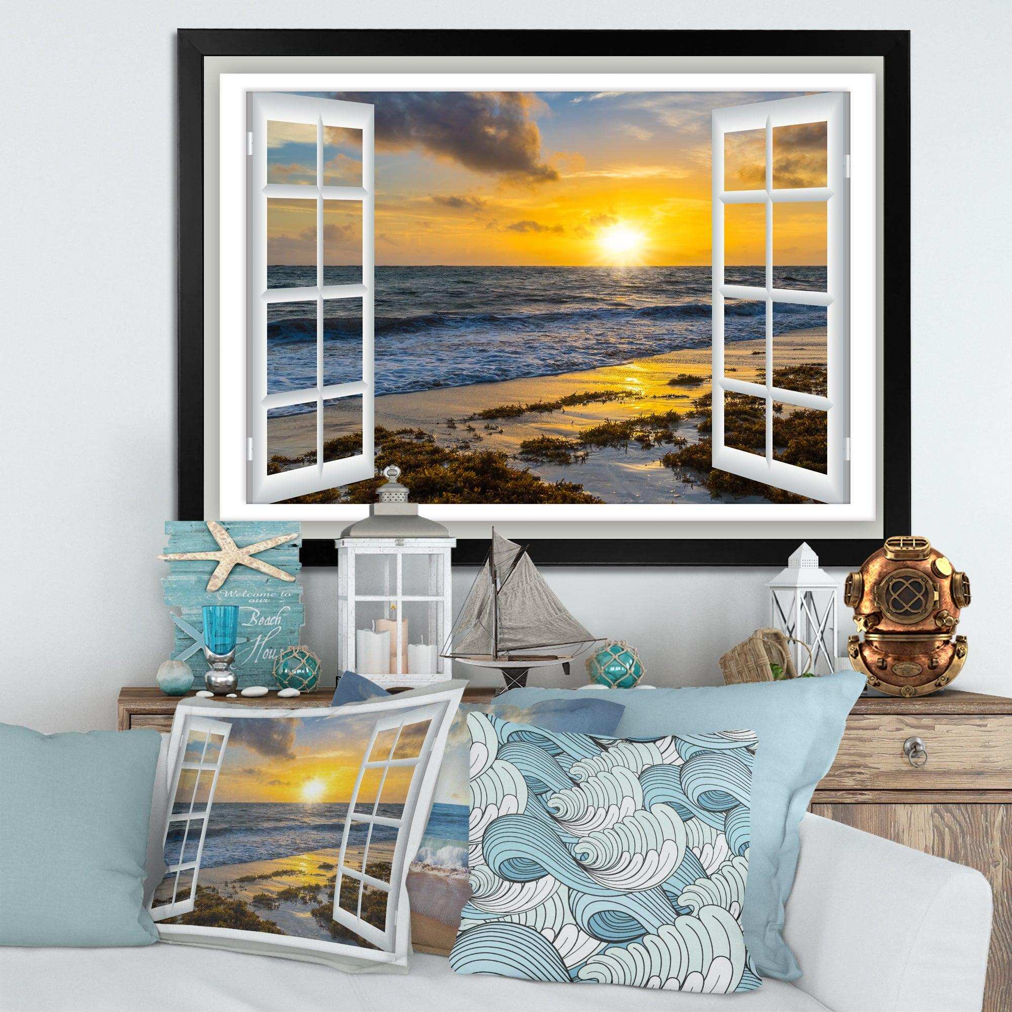 Open Window to Bright Yellow Sunset