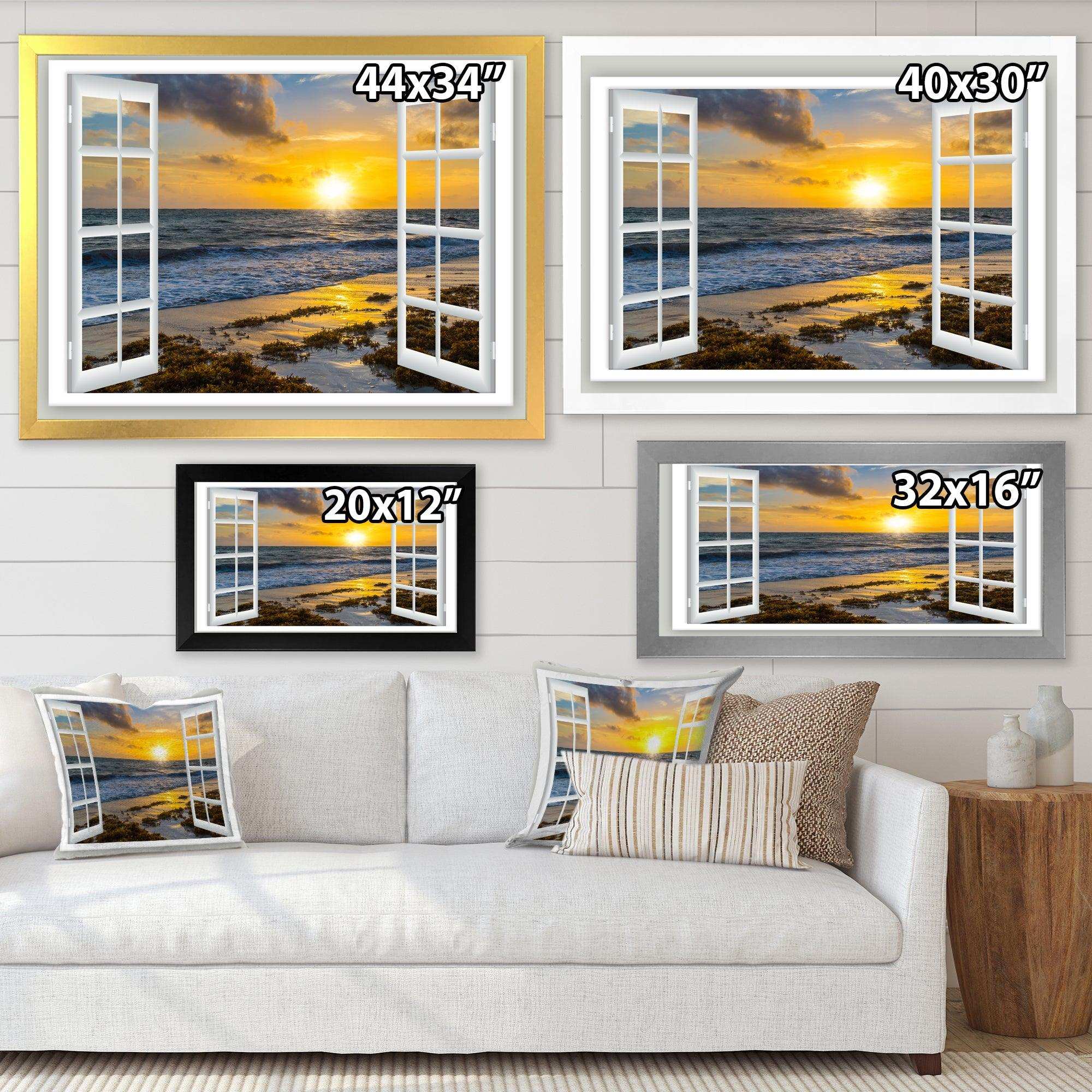 Open Window to Bright Yellow Sunset