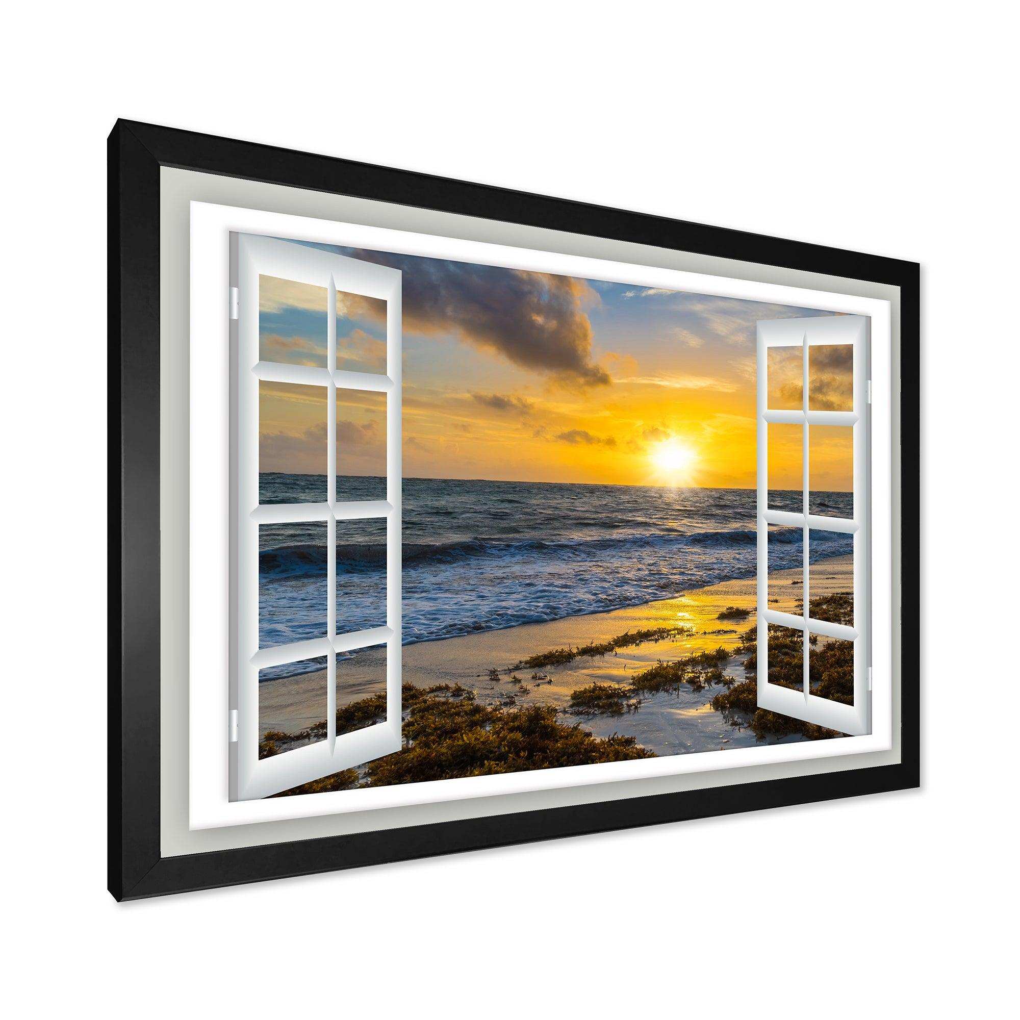 Open Window to Bright Yellow Sunset