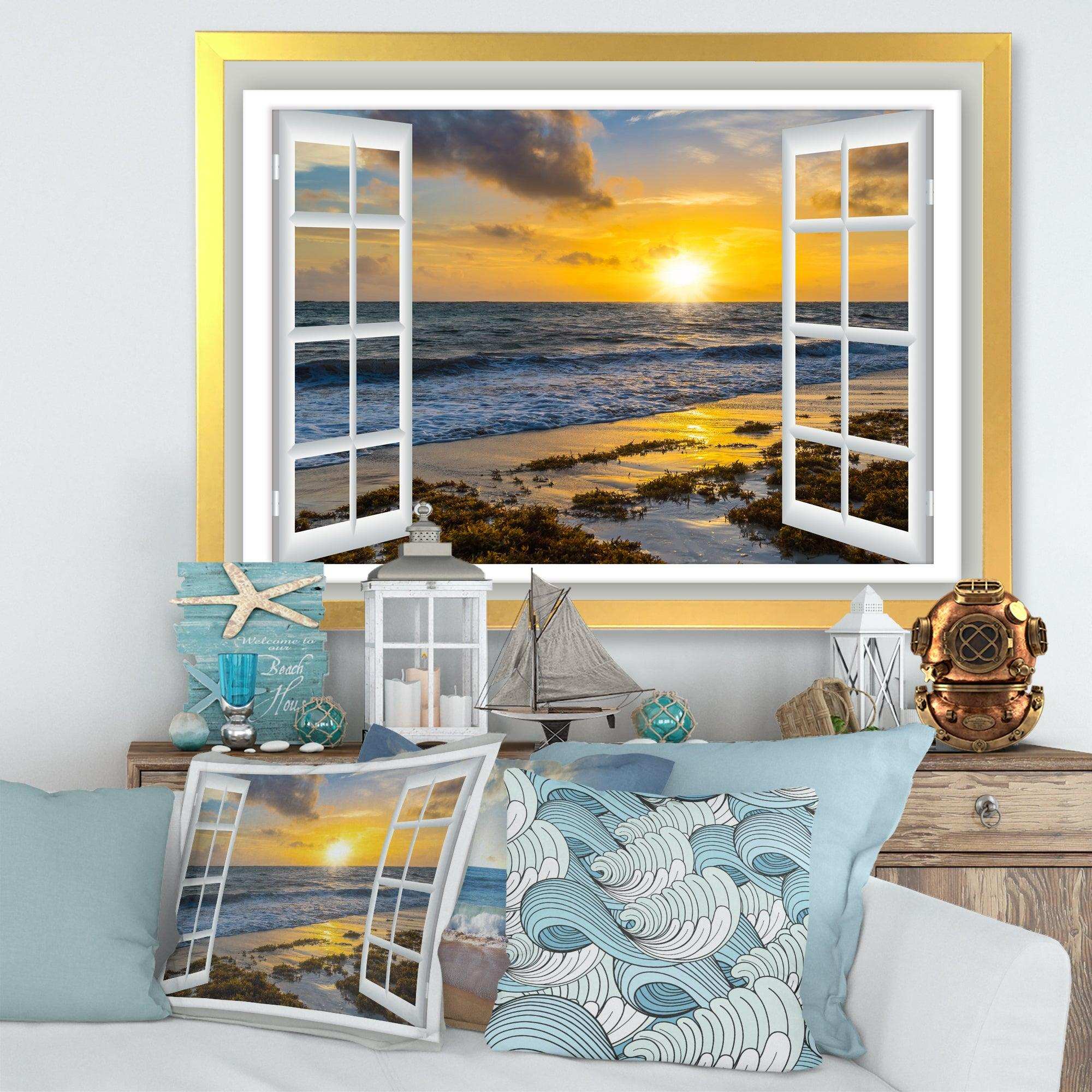 Open Window to Bright Yellow Sunset