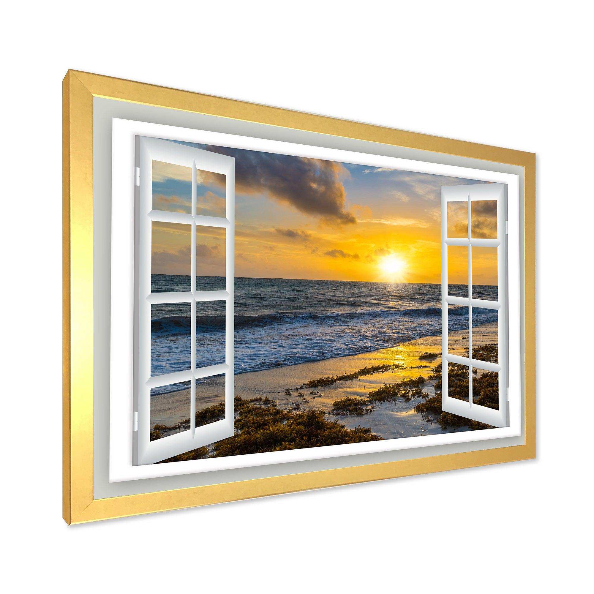 Open Window to Bright Yellow Sunset