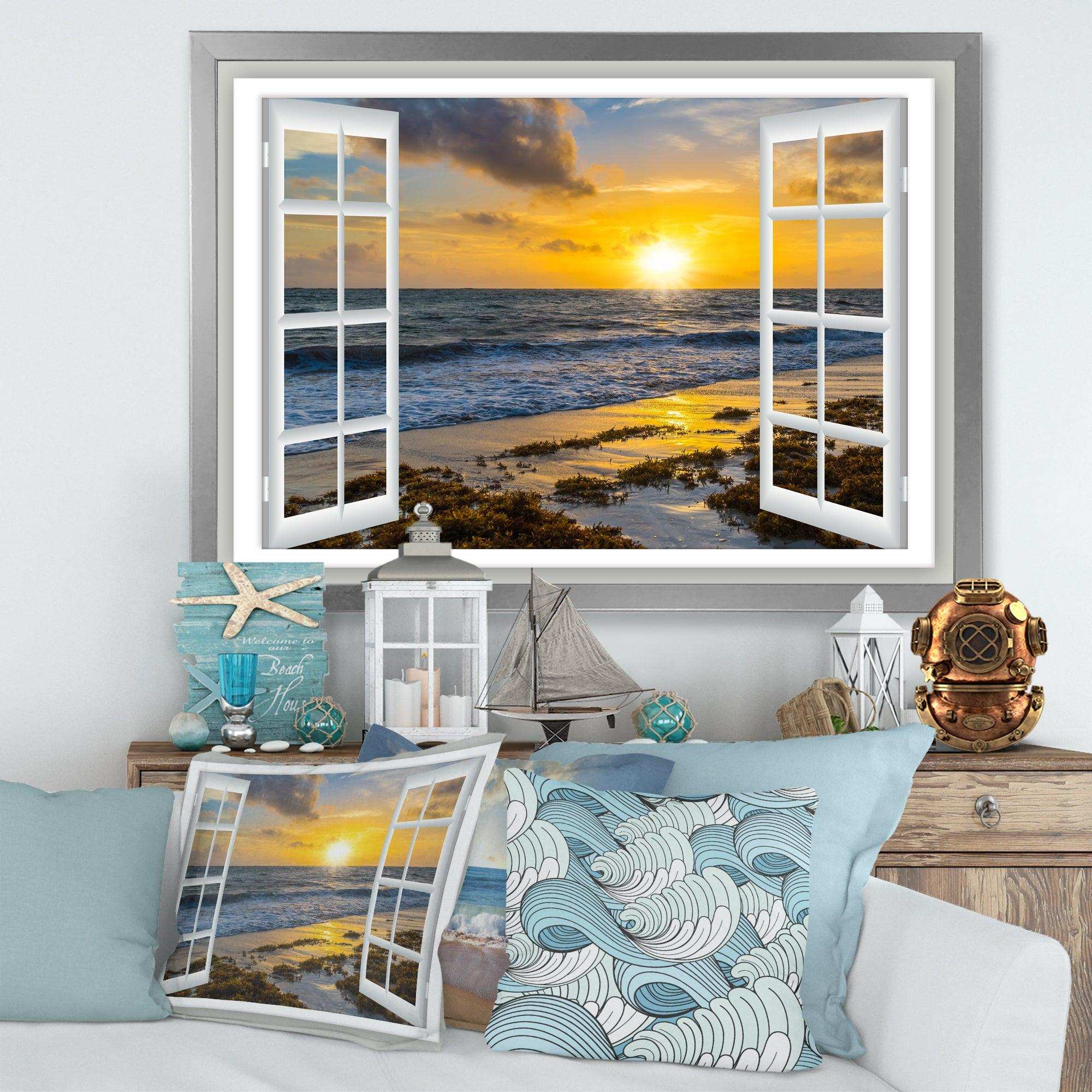 Open Window to Bright Yellow Sunset