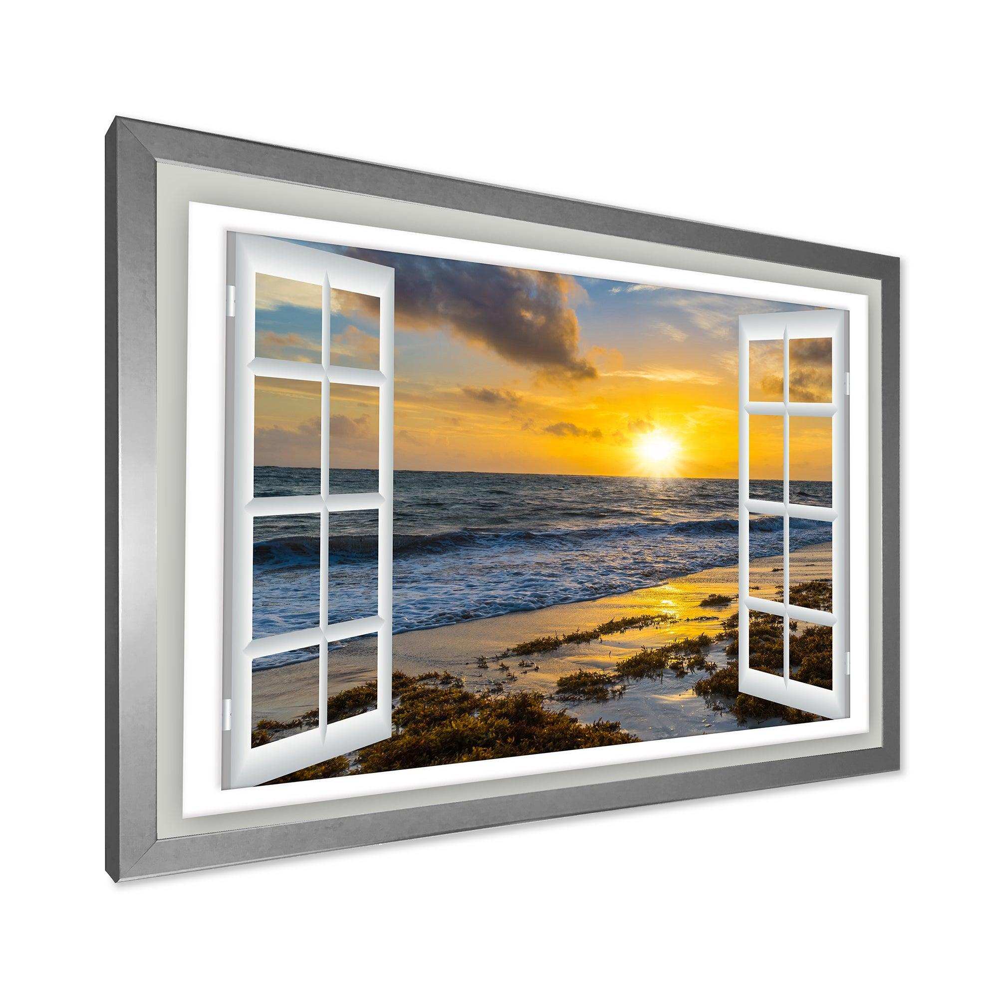 Open Window to Bright Yellow Sunset