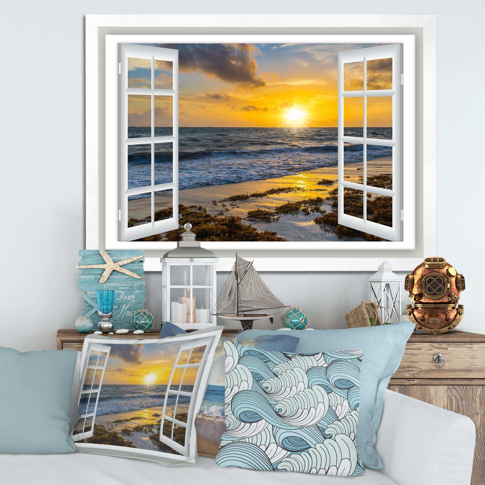 Open Window to Bright Yellow Sunset