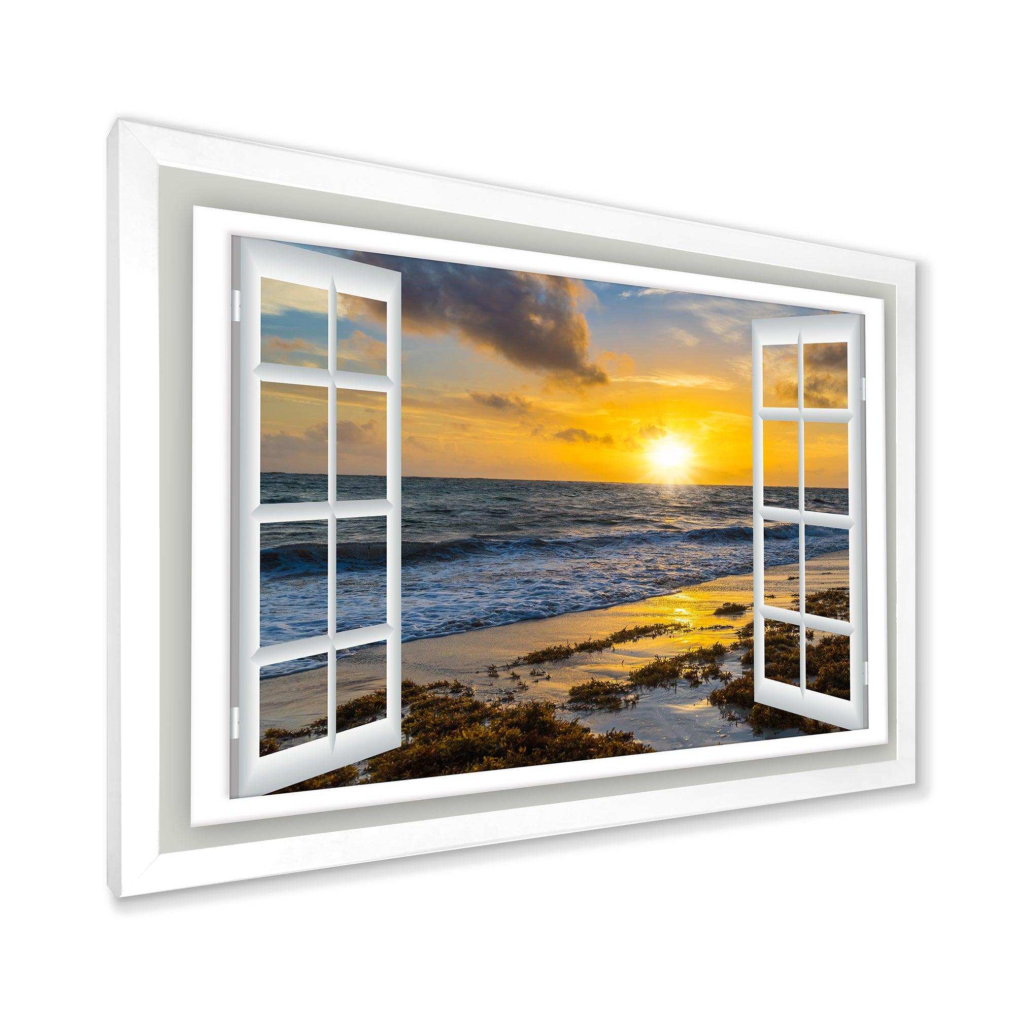 Open Window to Bright Yellow Sunset