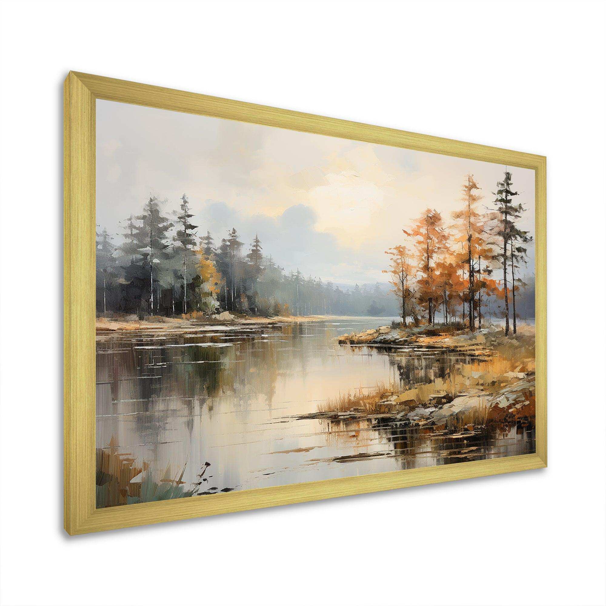 Lakeside Fall Foliage Serenity II - Landscapes Canvas Wall Art