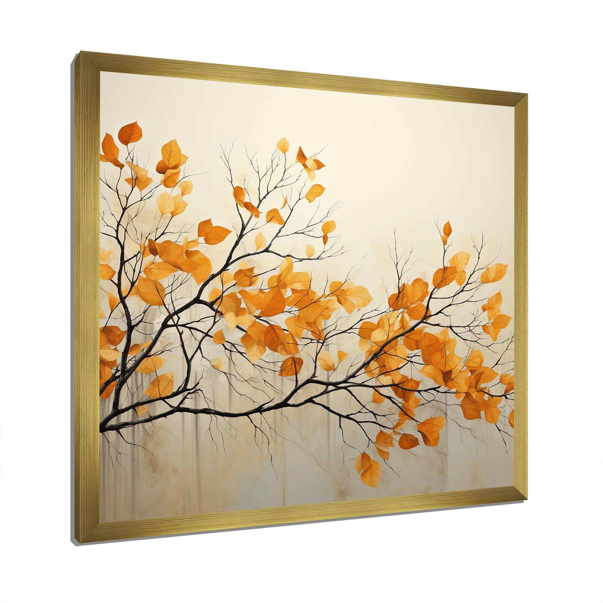 Amber Autumn Leaves - Floral Canvas Wall Art