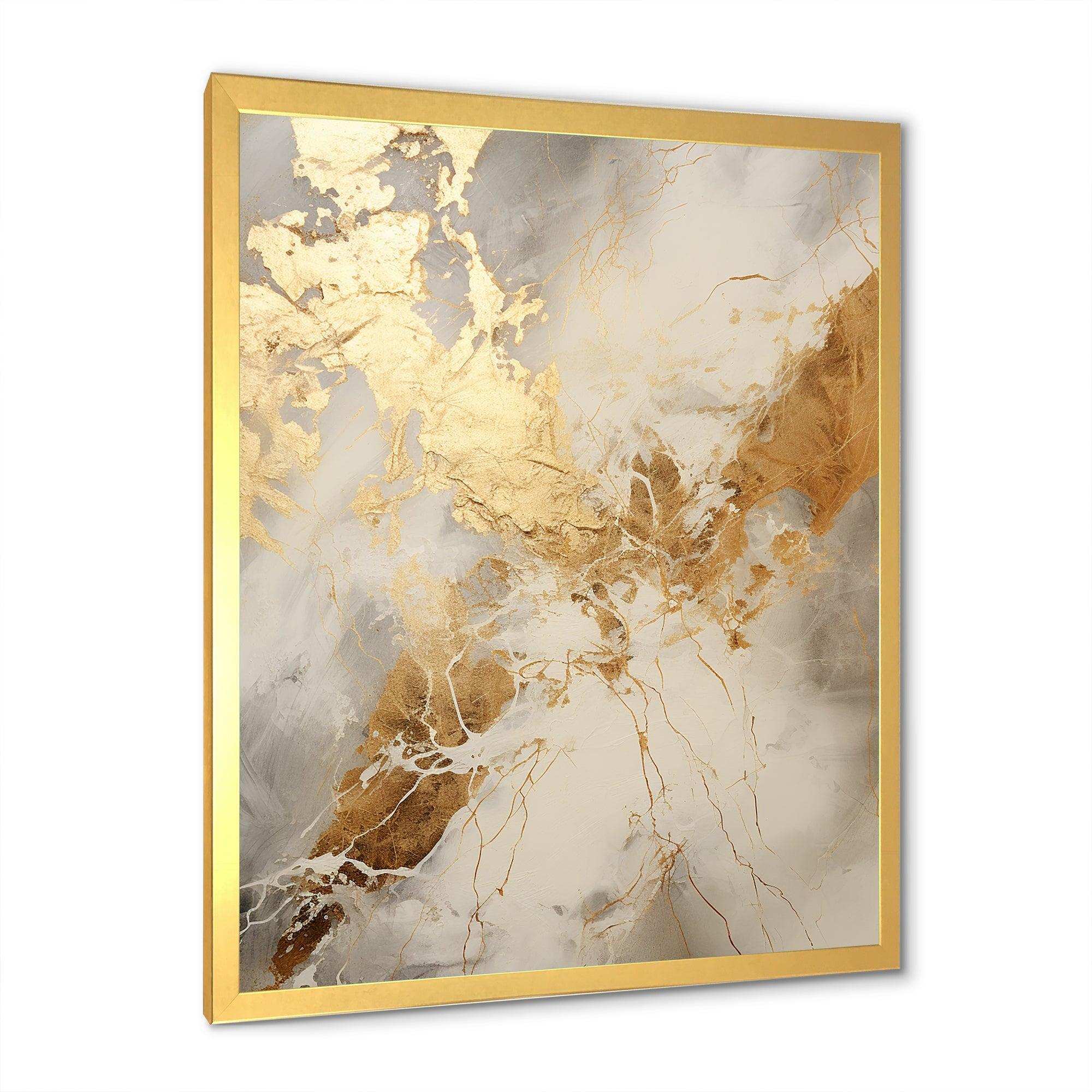 Beige And Gold Marble Lightning III - Abstract Canvas Wall Art