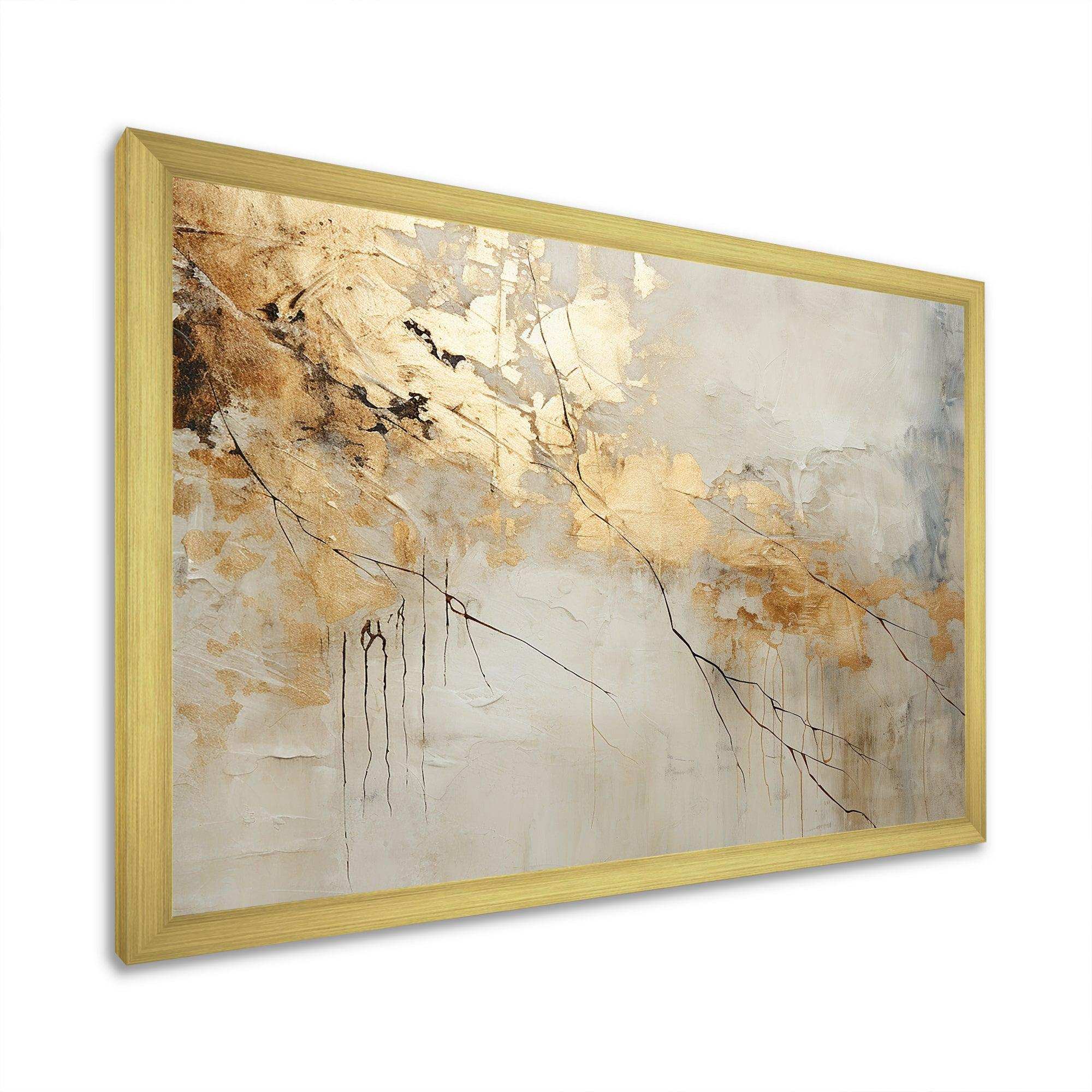 Beige And Gold Marble Lightning VI - Abstract Canvas Wall Art