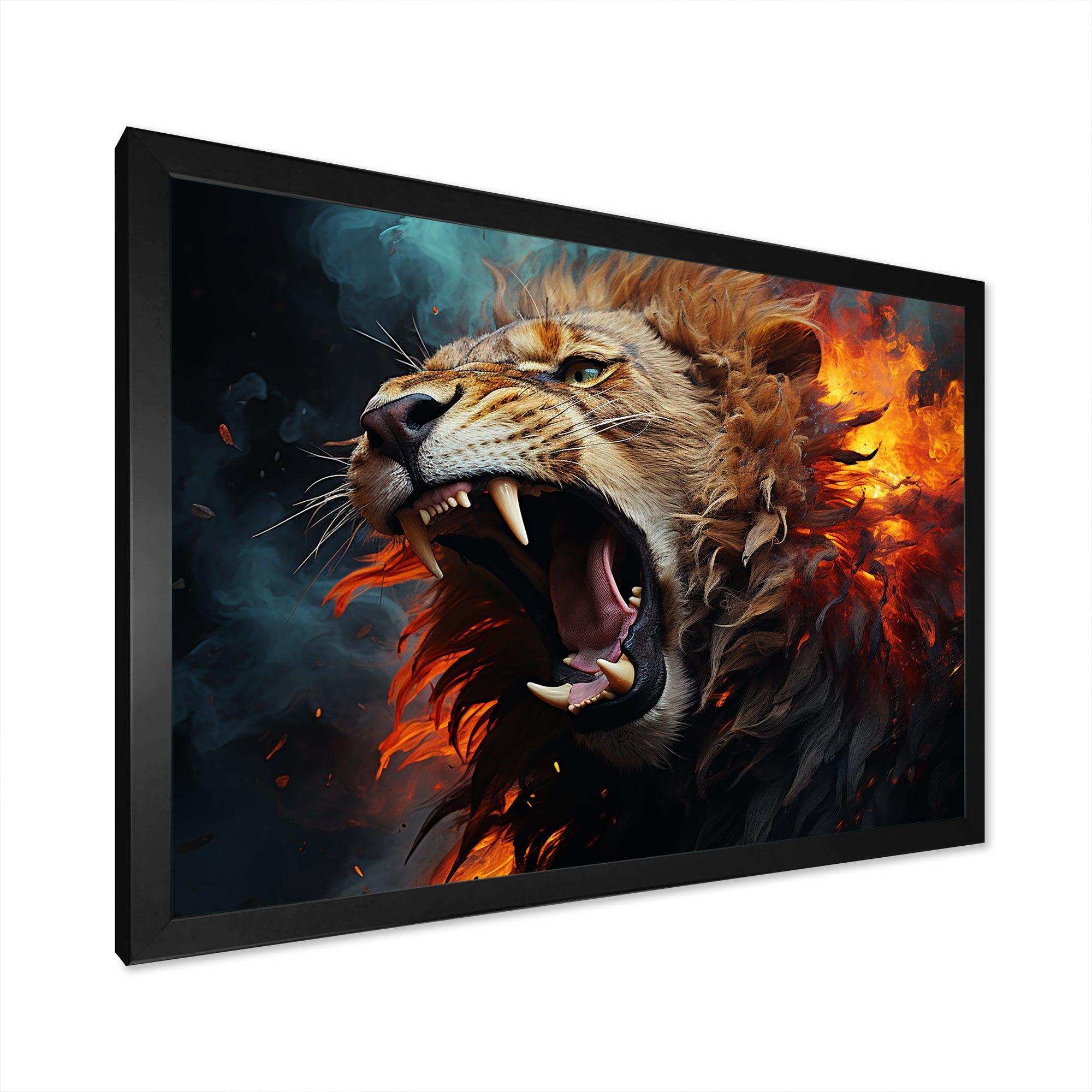 Lions Roaring Echoes I - Animals Canvas Wall Art