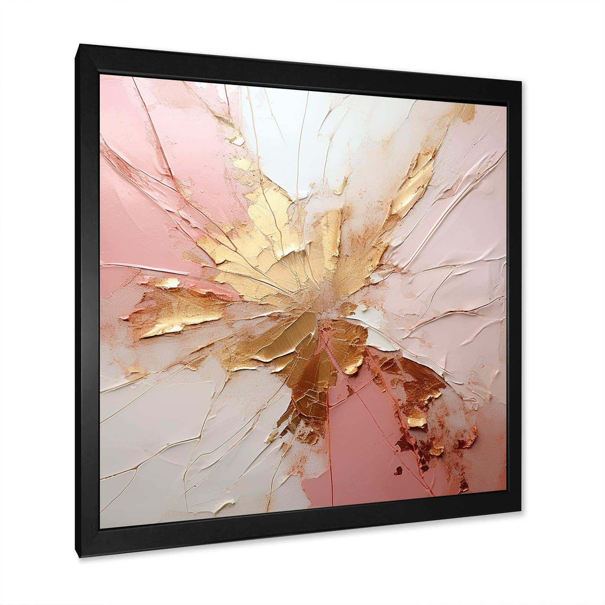 Gold And Pink Paint Fusion - Abstract Canvas Wall Art