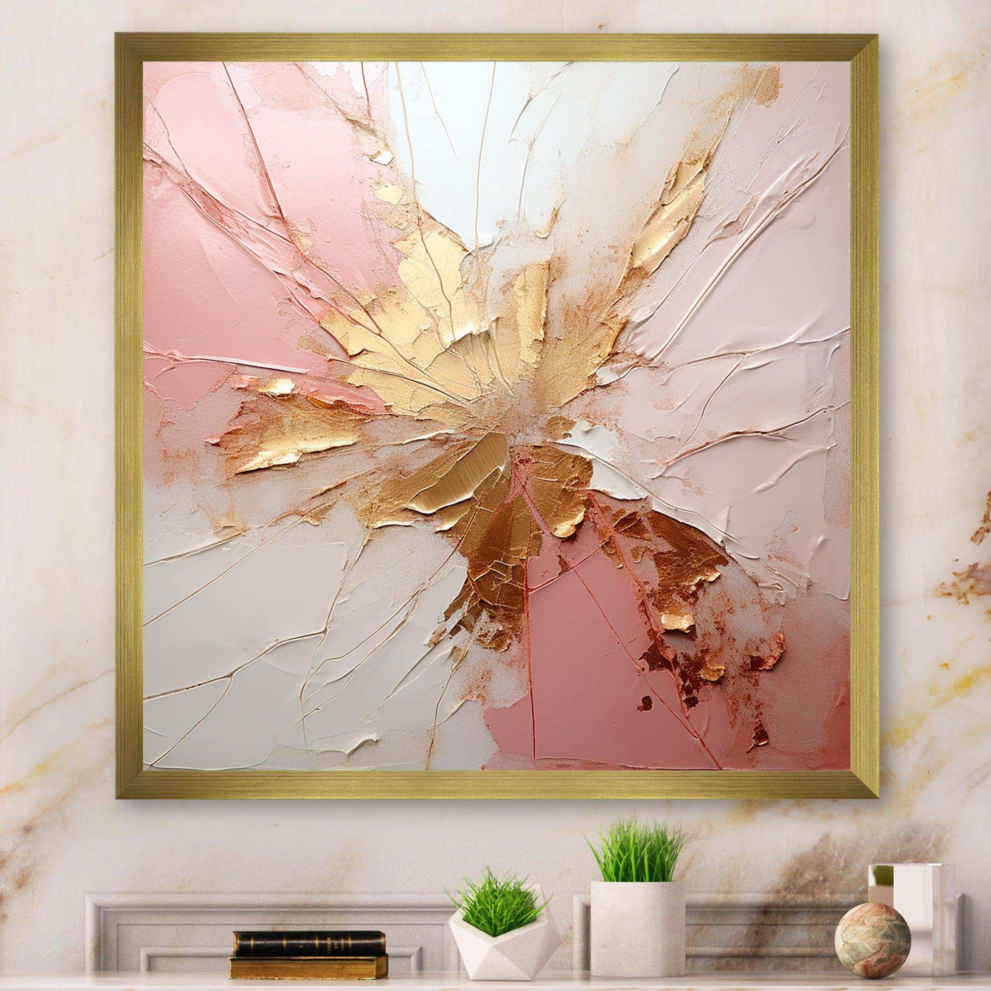 Gold And Pink Paint Fusion - Abstract Canvas Wall Art