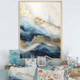 White And Blue Goldern Abstract River - Landscapes Canvas Wall Art