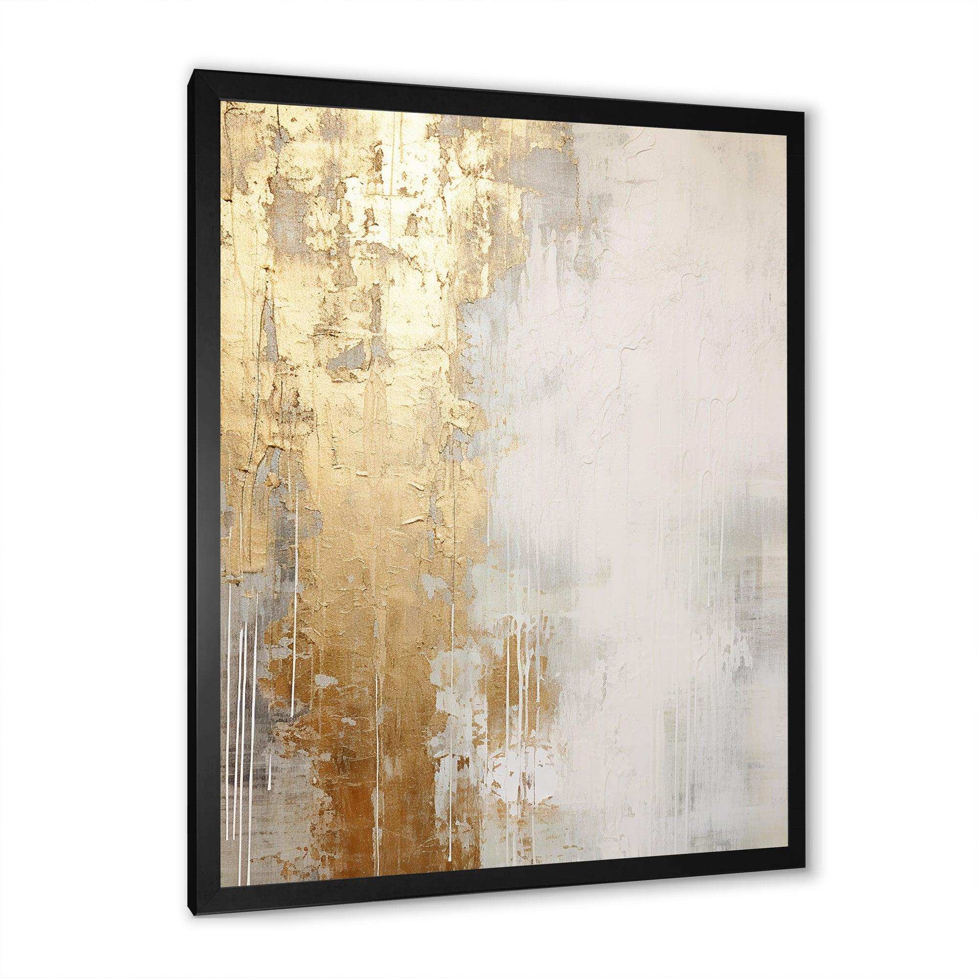 Minimal Gold And Beige Abstract River III - Landscapes Canvas Wall Art