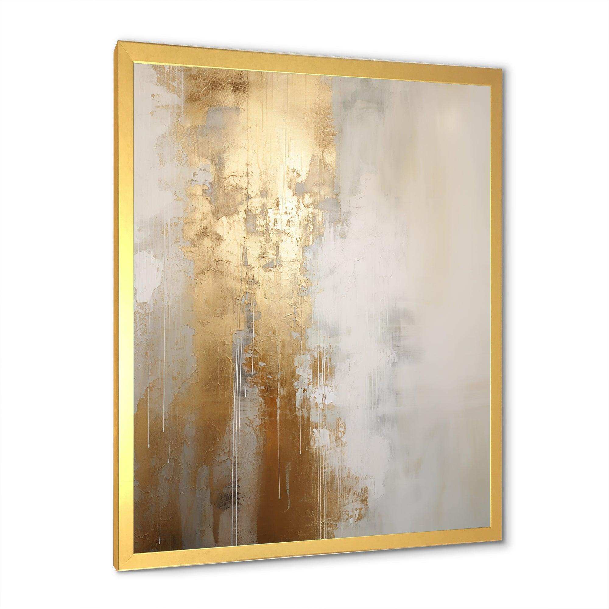 Minimal Gold And Beige Abstract River IV - Landscapes Canvas Wall Art