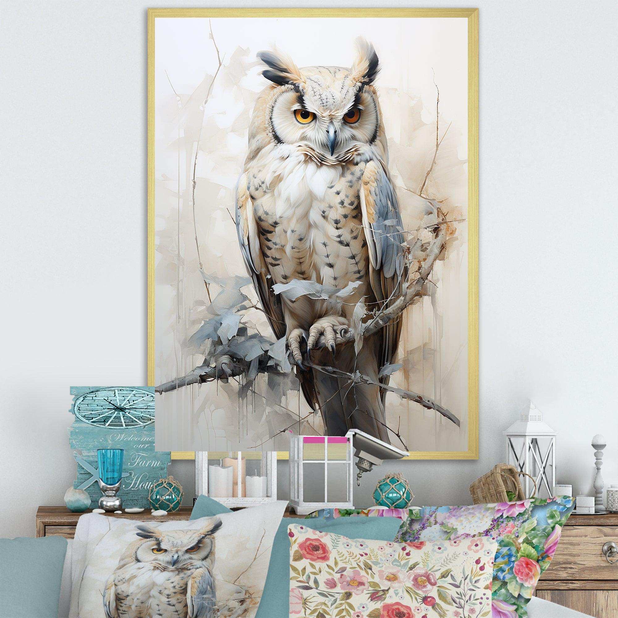 Wise And Watchful Majestic Owl I - Animals Canvas Wall Art