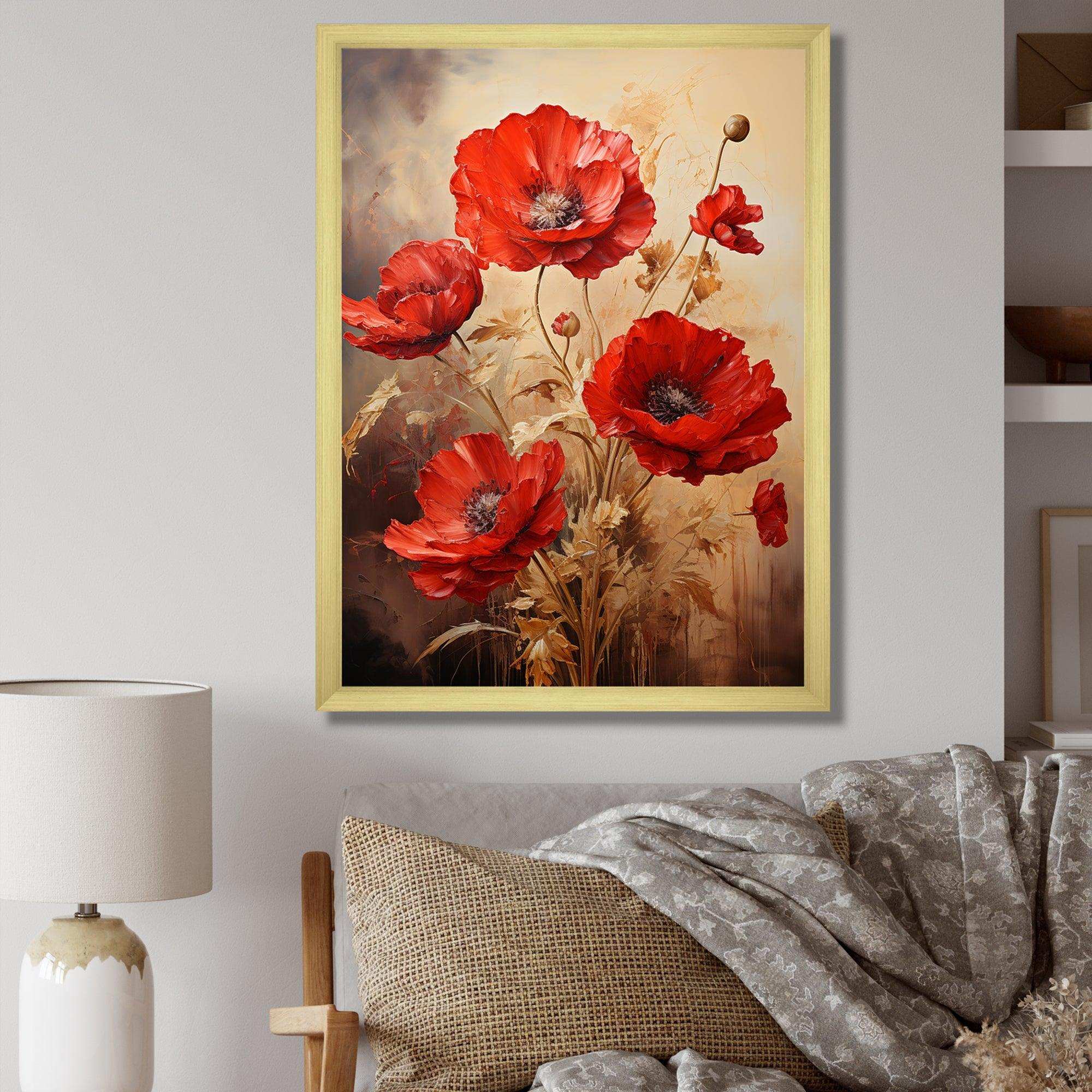 Poppies Scarlet Solitude I - Floral Canvas Wall Art