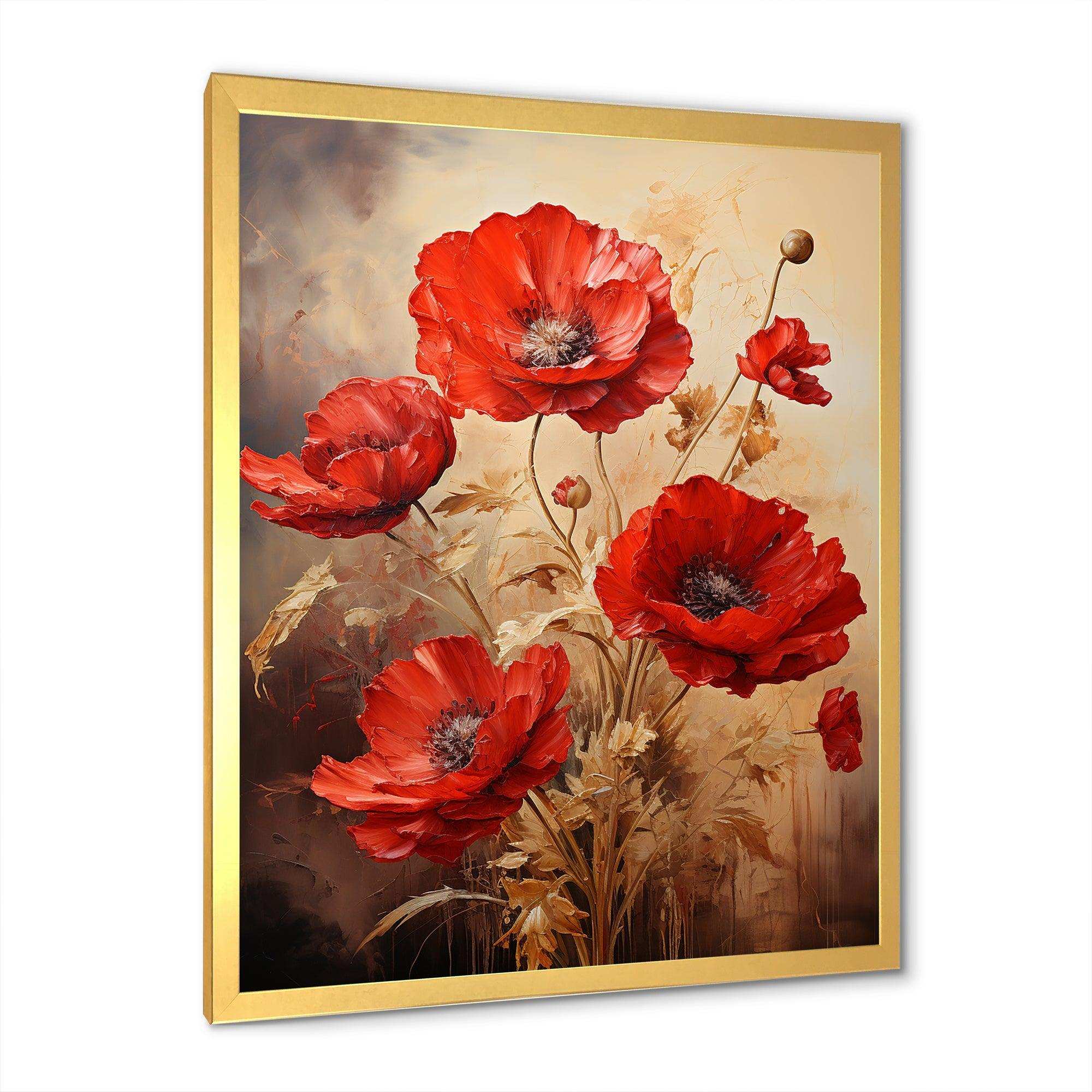 Poppies Scarlet Solitude I - Floral Canvas Wall Art