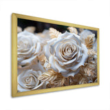 White And Gold Rose Passion - Floral Canvas Wall Art