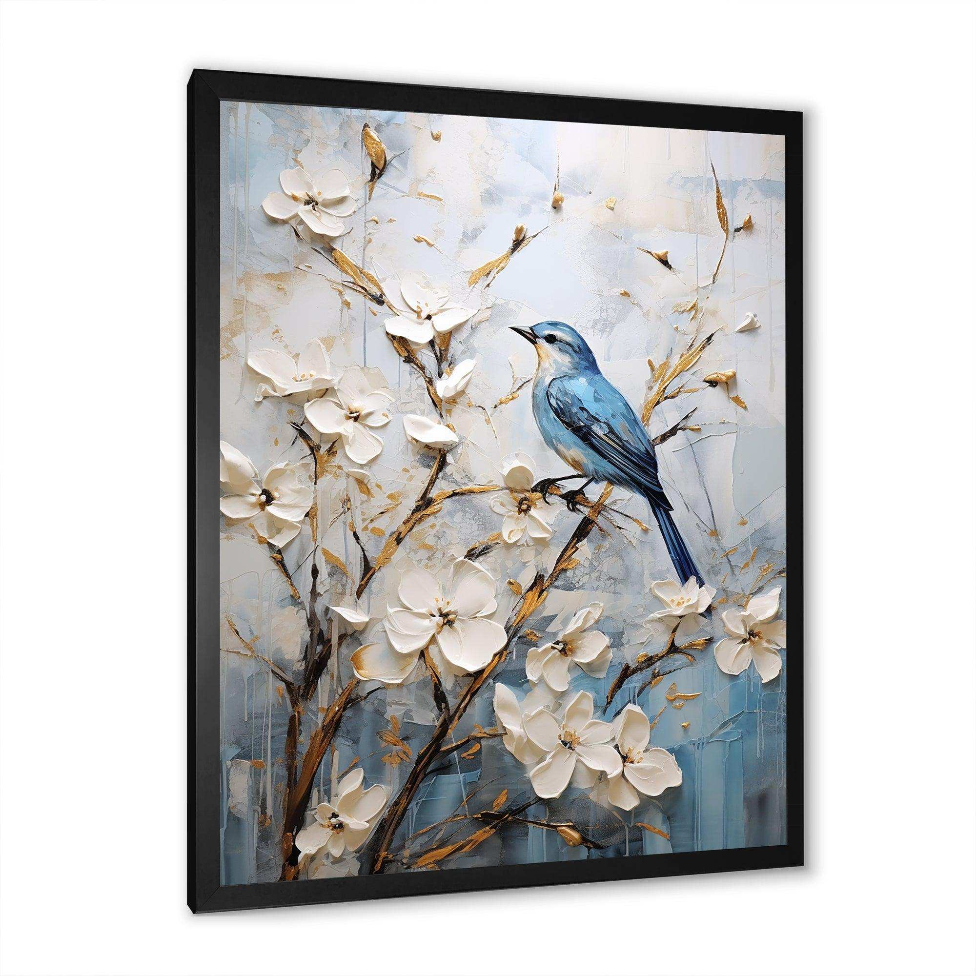 Minimalist Blossoms And Birds Of Spring - Floral Canvas Wall Art