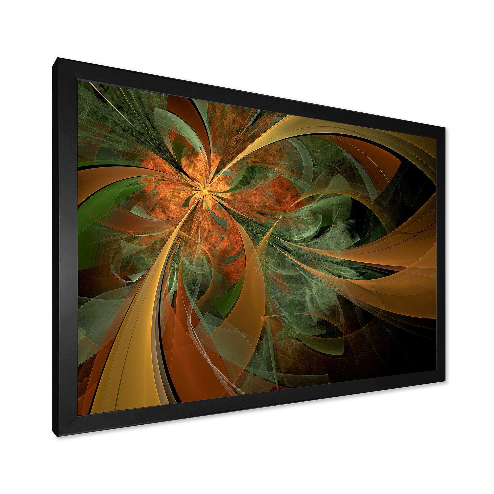 Symmetrical Orange Digital Fractal Flower