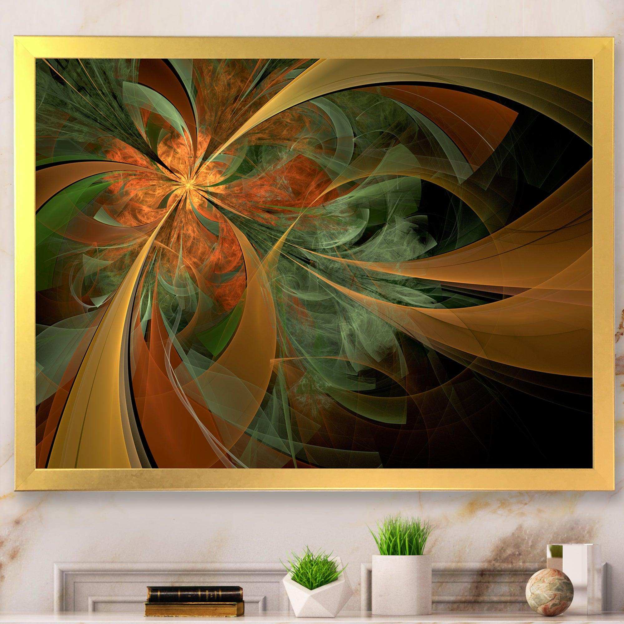 Symmetrical Orange Digital Fractal Flower
