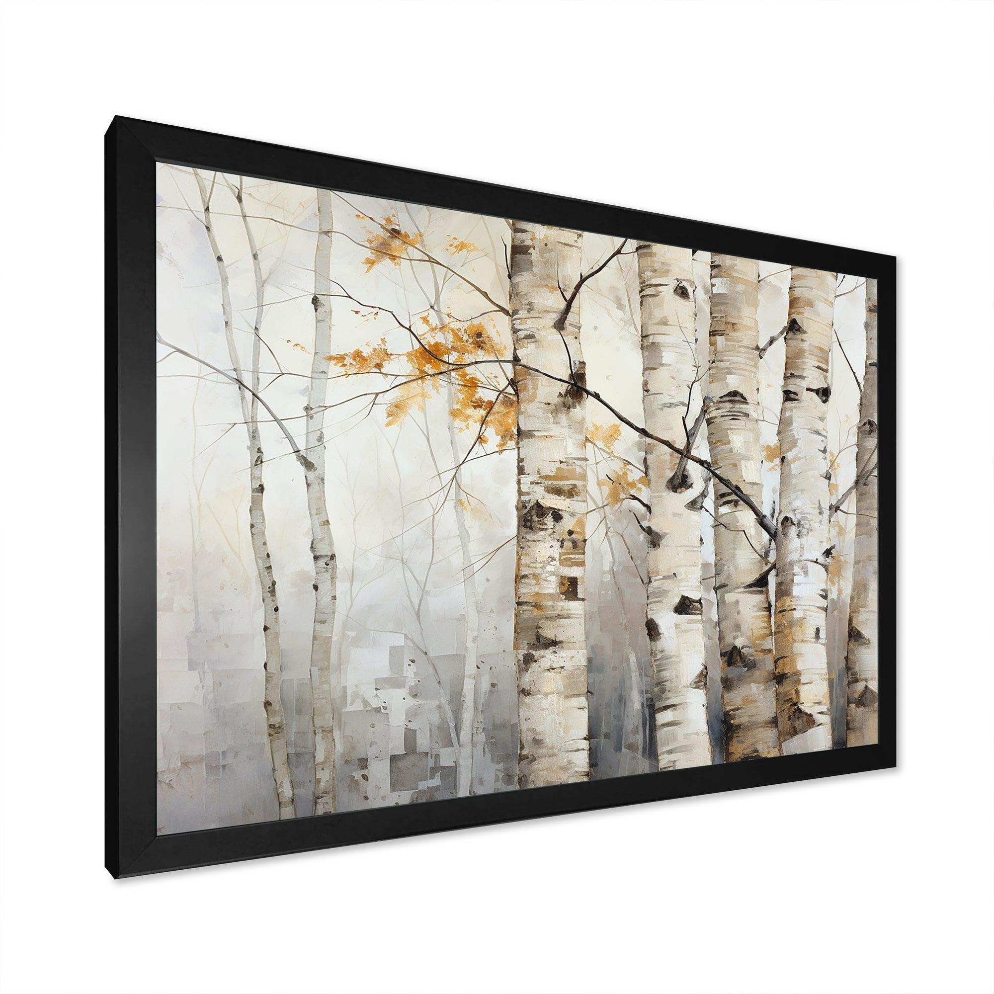 Silver And Beige Birch Wood Beauty I - Floral Canvas Wall Art
