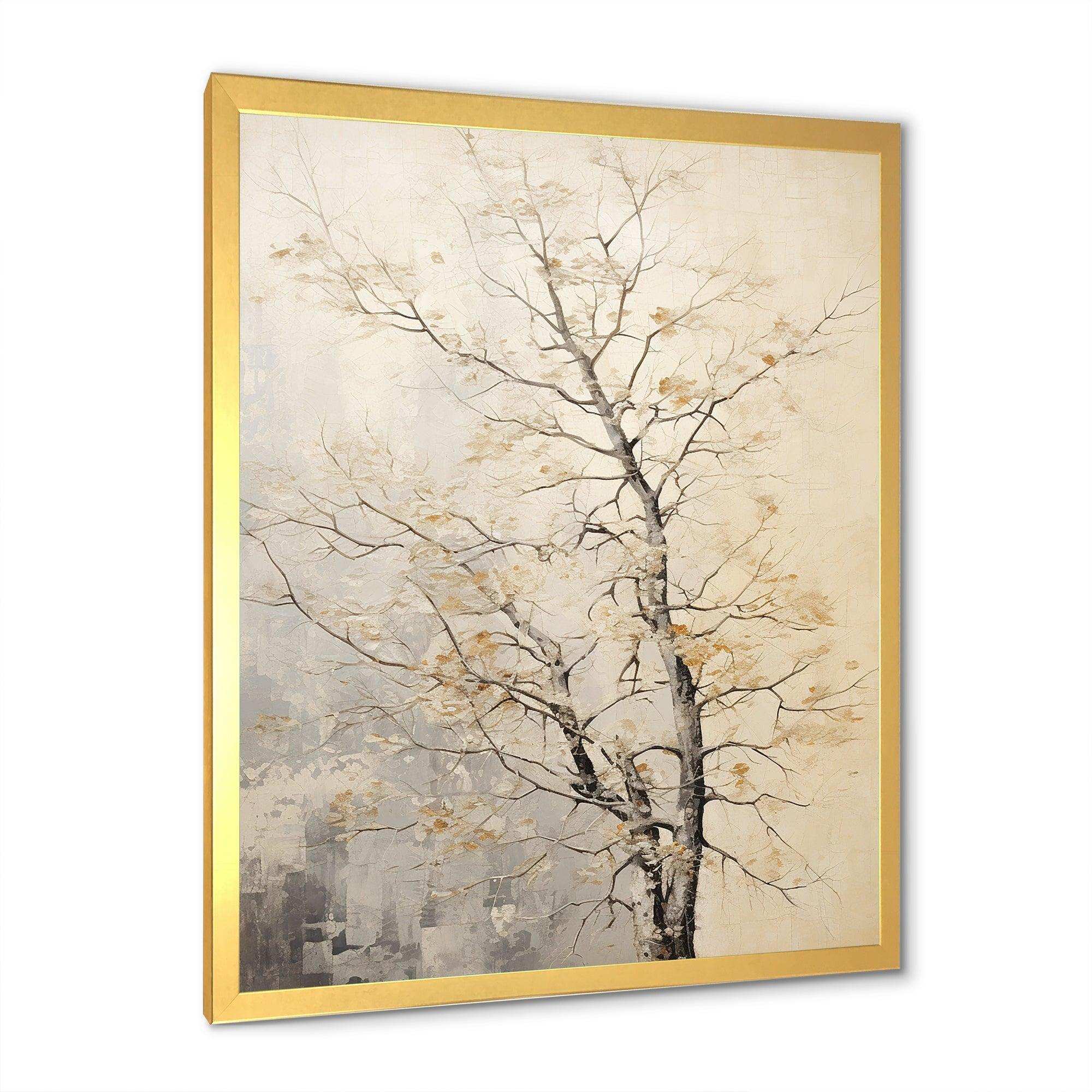 Beige Trees Oak Solitude I - Floral Canvas Wall Art