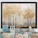Minimalism Golden Trees Tranquility I - Landscapes Canvas Wall Art