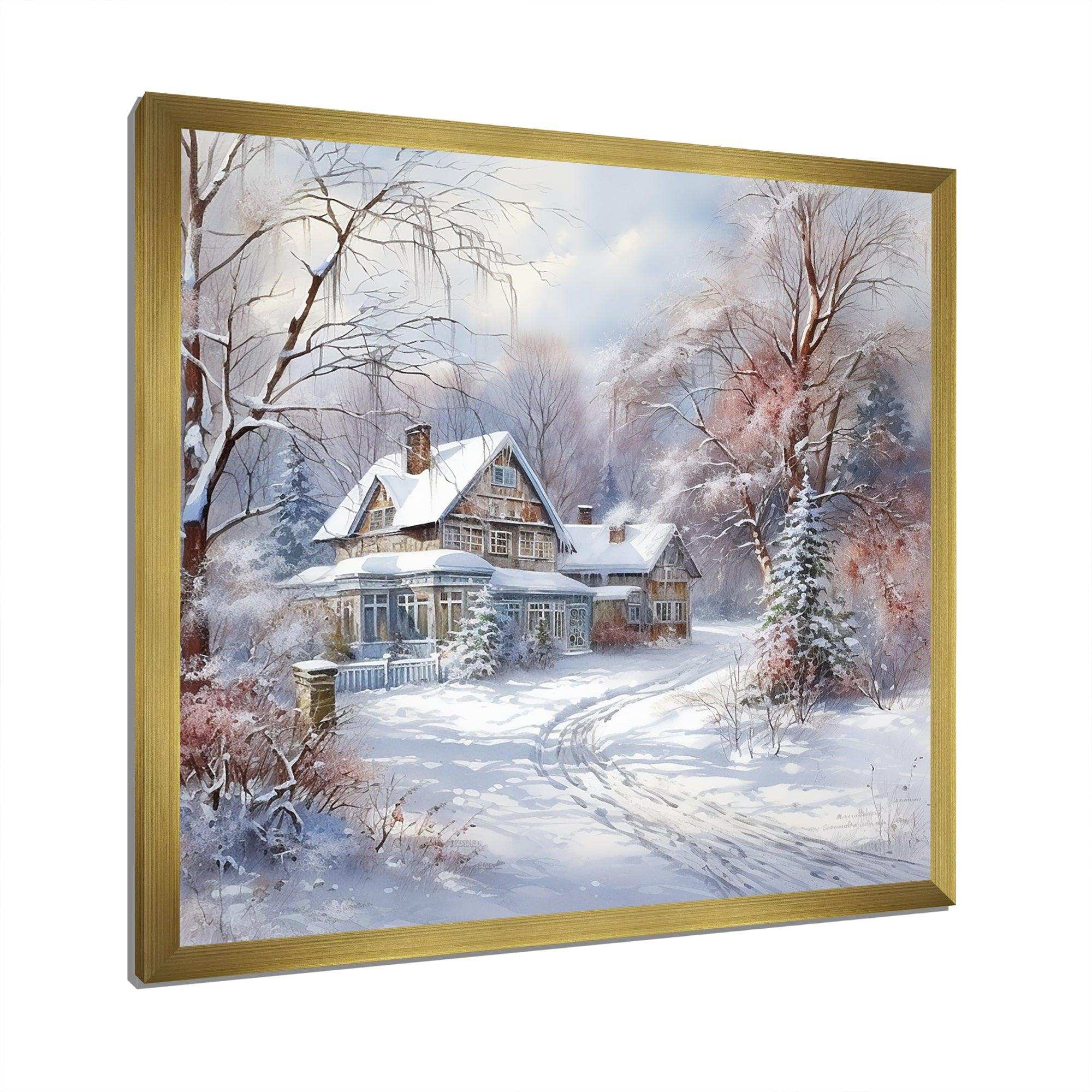 winter charm at country home - Landscapes Canvas Wall Art