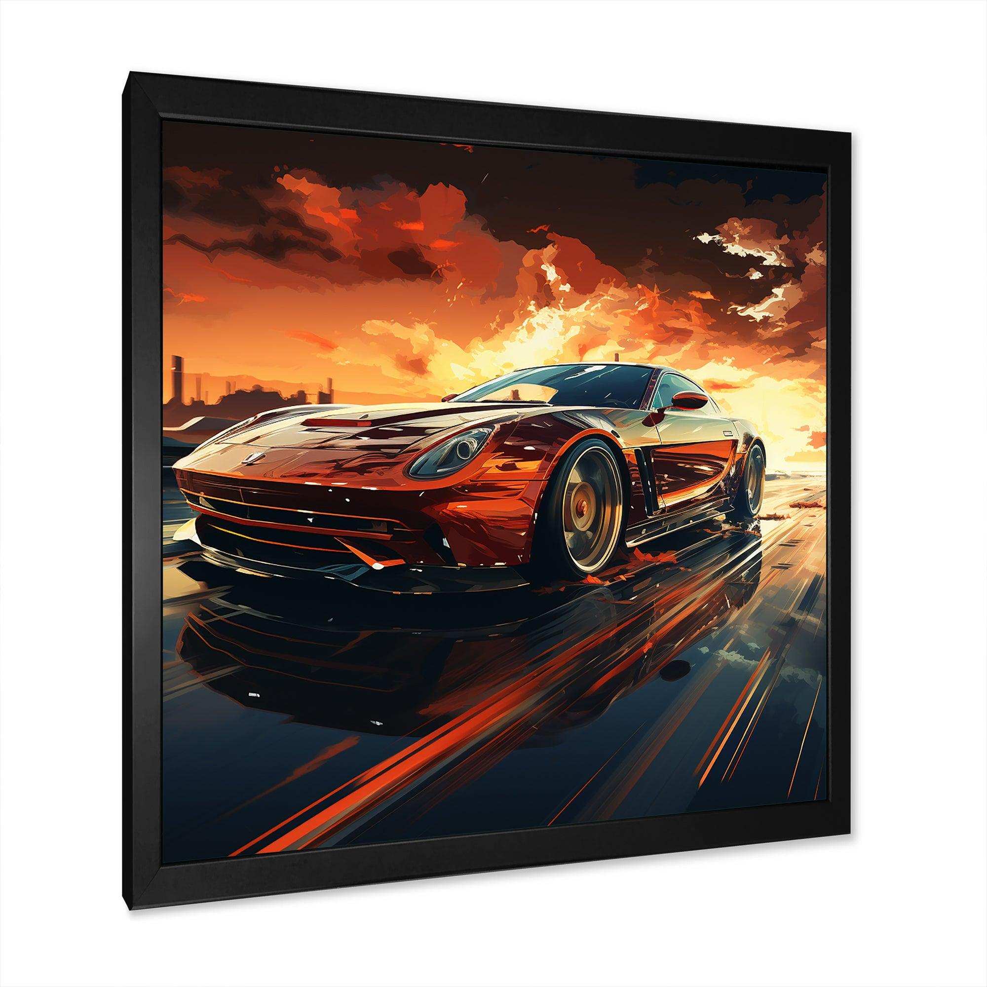 Red Vette Car art - Performing Arts Canvas Wall Art