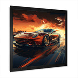 Red Vette Car art - Performing Arts Canvas Wall Art