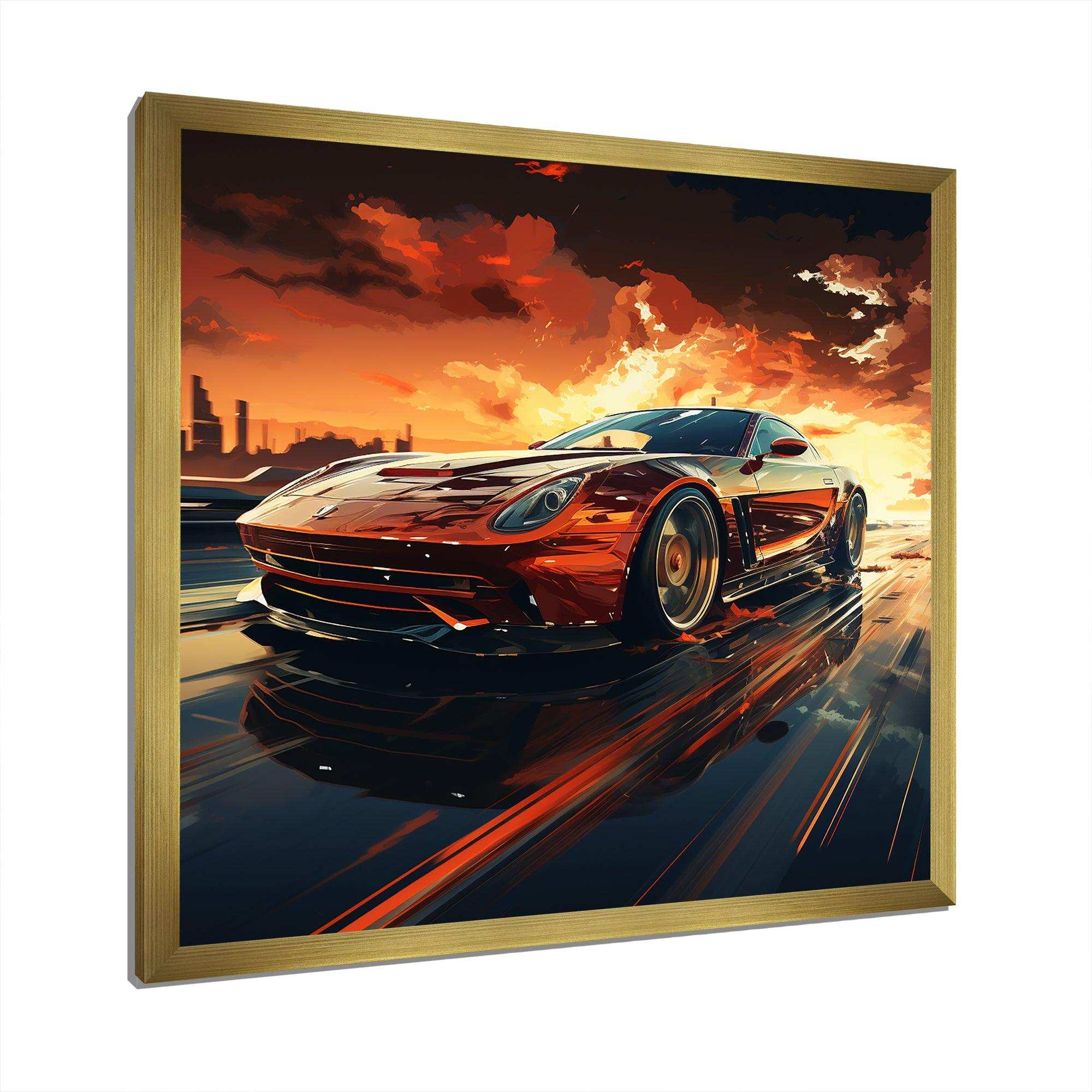 Red Vette Car art - Performing Arts Canvas Wall Art