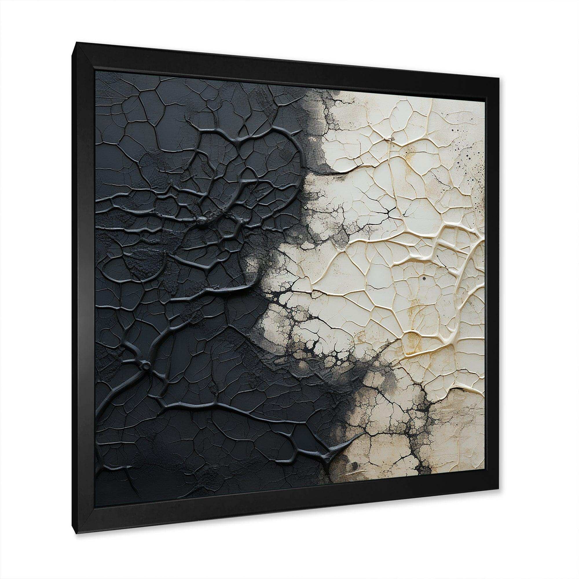 white and black Abstract split - Abstract Canvas Wall Art