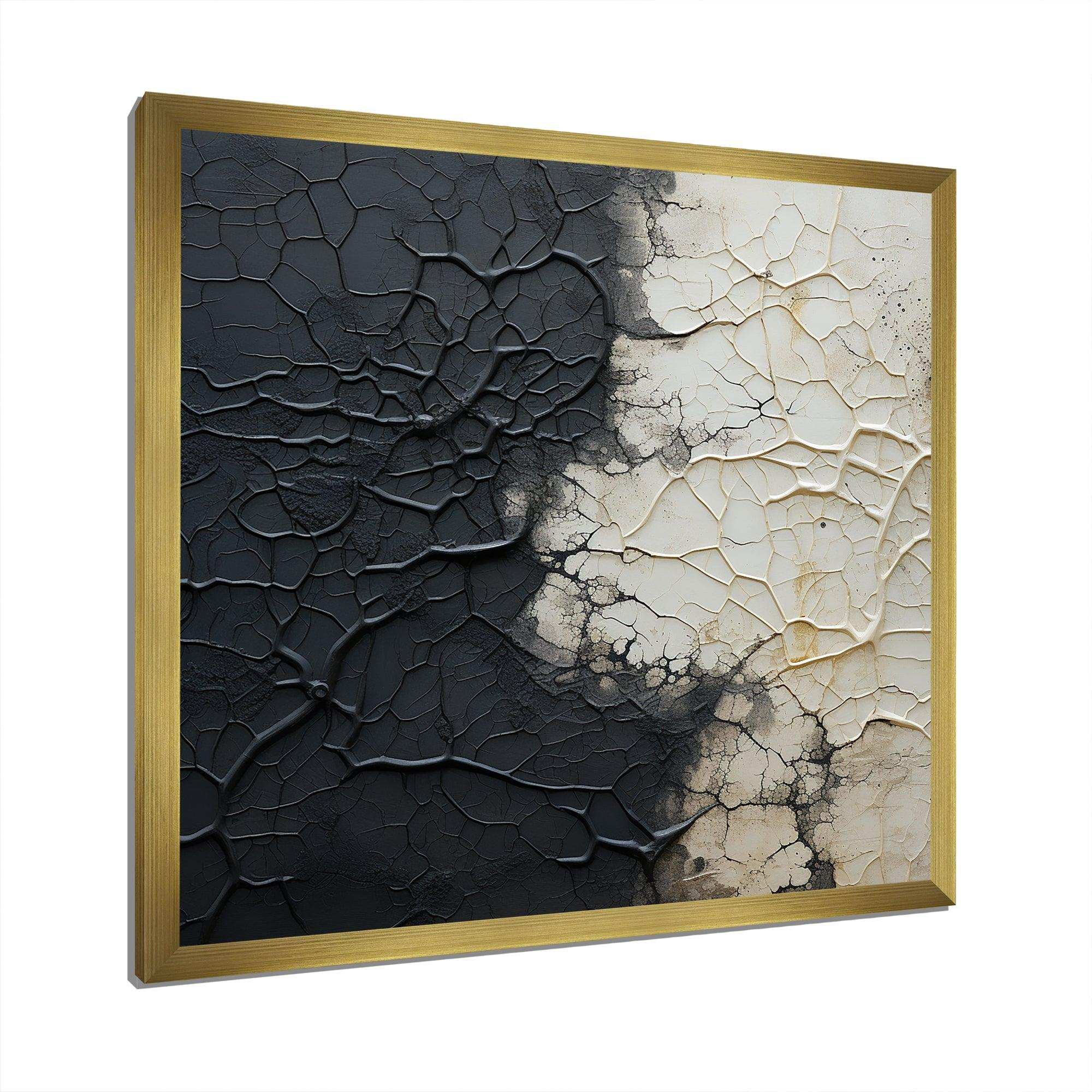 white and black Abstract split - Abstract Canvas Wall Art