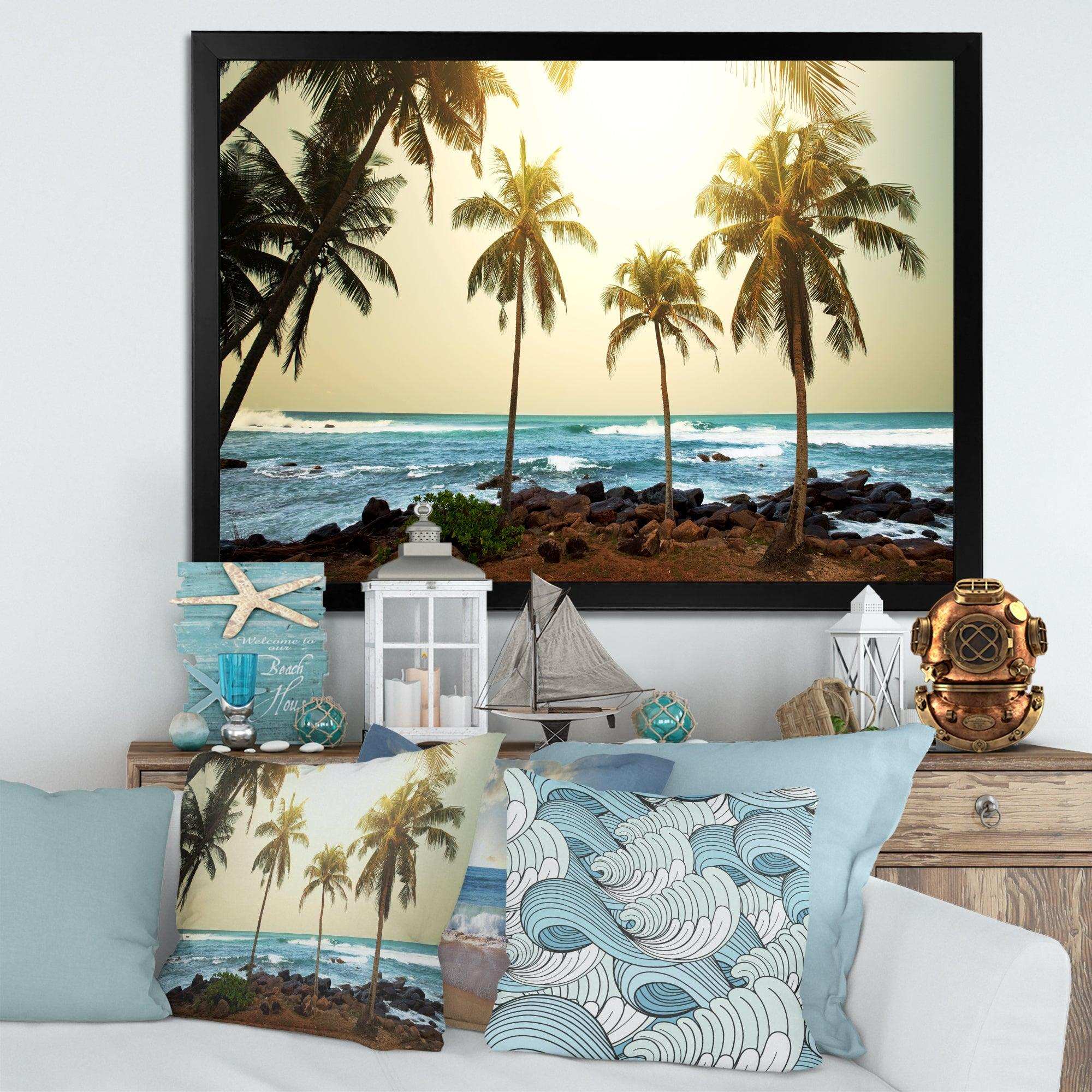 Rocky Tropical Beach with Palms
