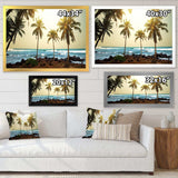 Rocky Tropical Beach with Palms