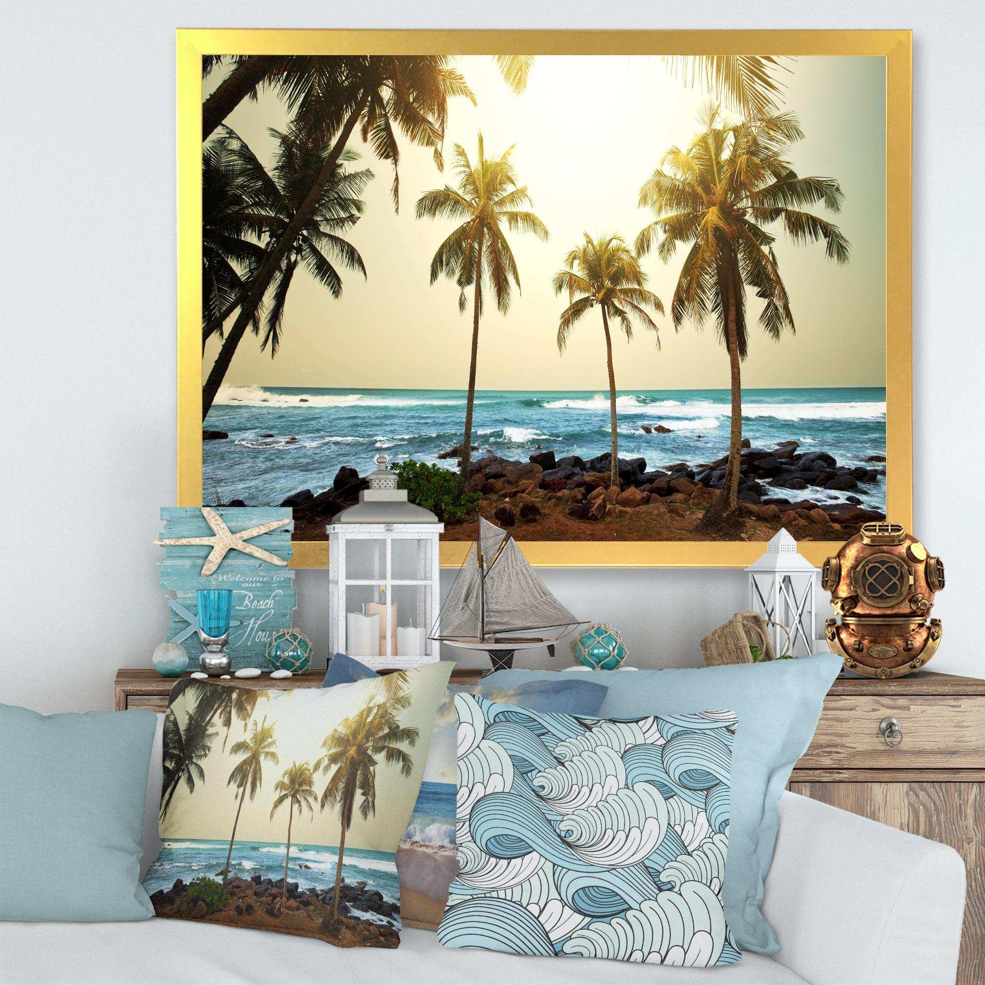Rocky Tropical Beach with Palms