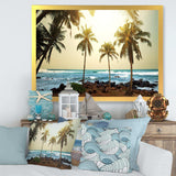 Rocky Tropical Beach with Palms
