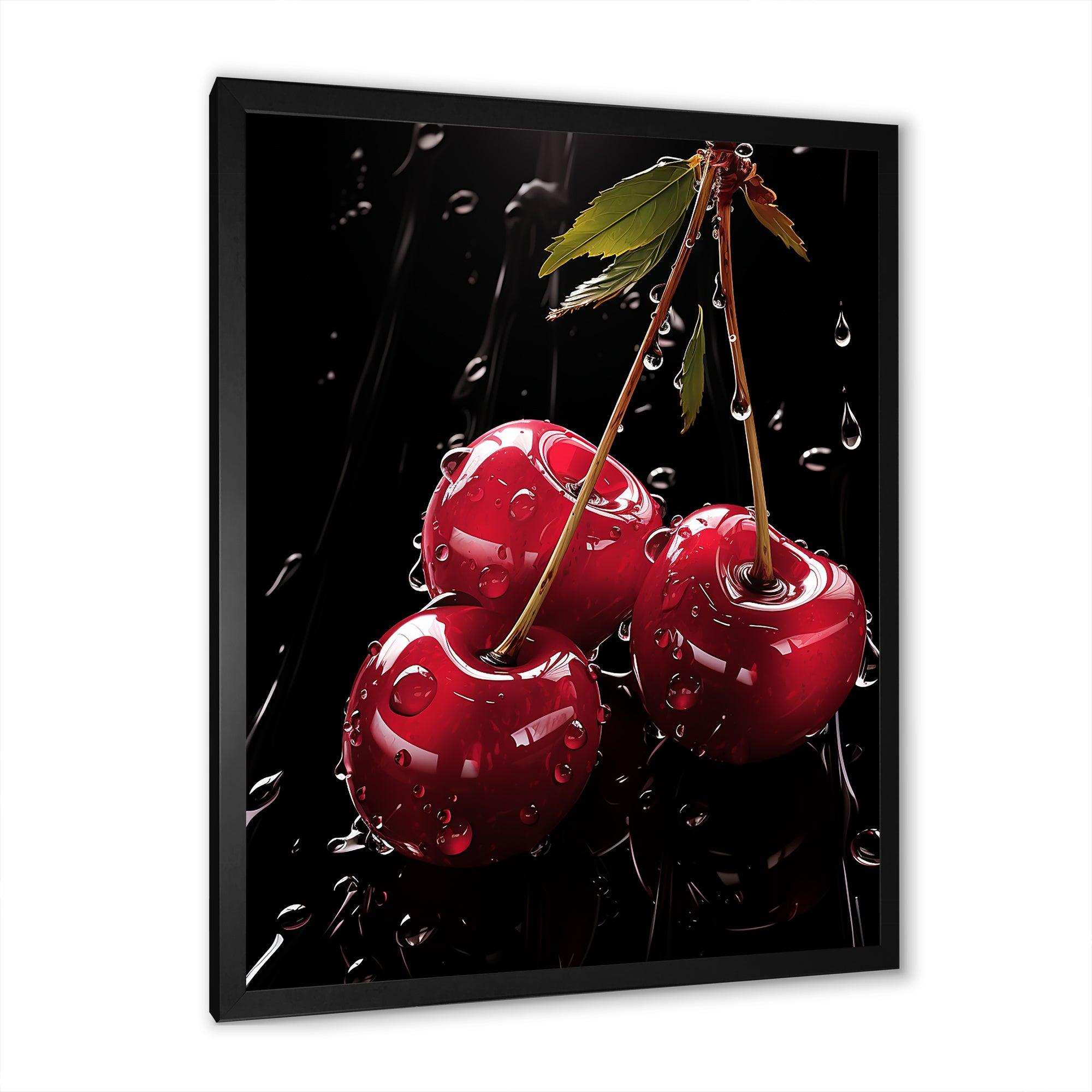 Black and red Cherry Delight 1 - Floral Canvas Wall Art