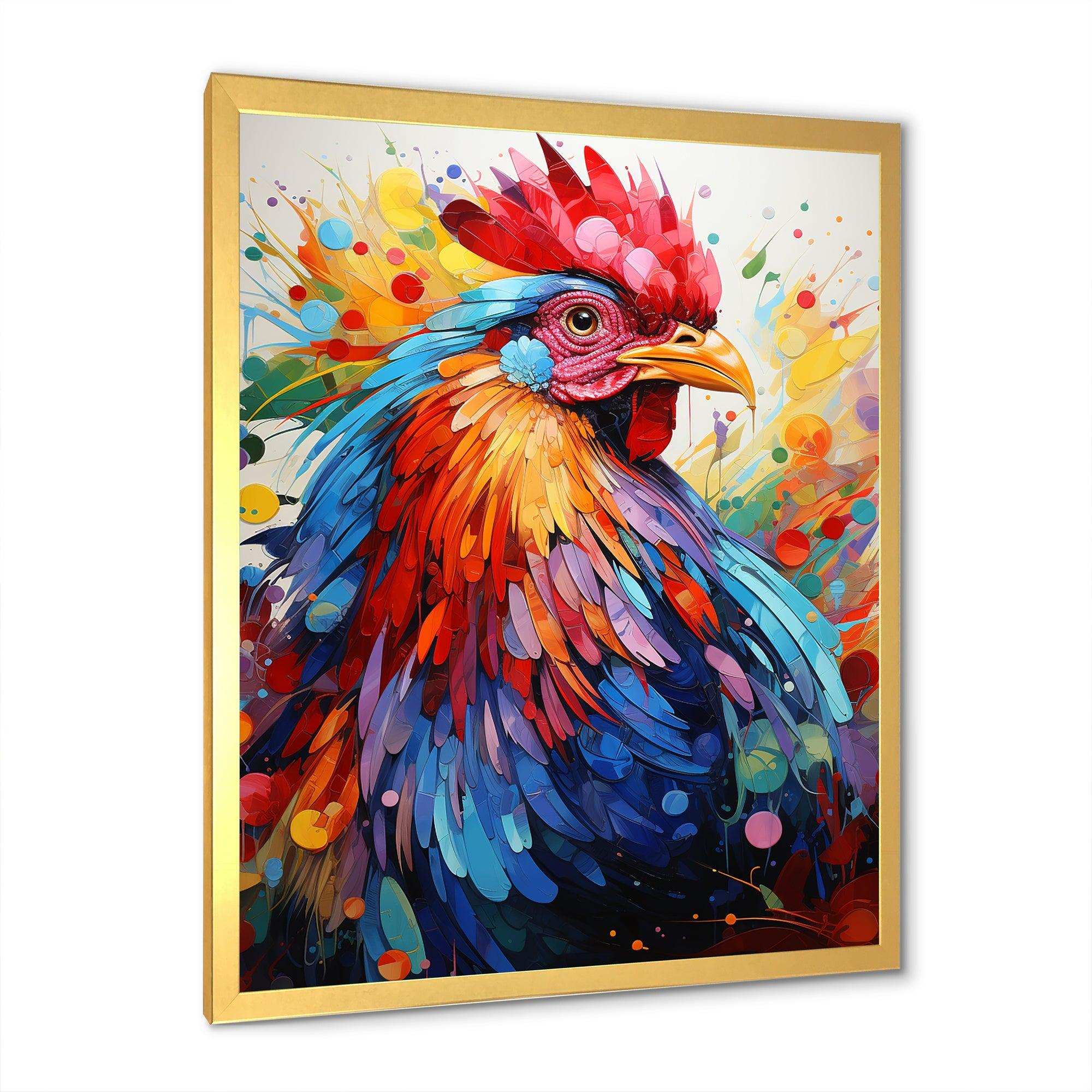 Colorful Rooster popart - Animals Canvas Wall Art