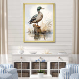 Minimalist Mallard Duck at the pond II - Animals Canvas Wall Art