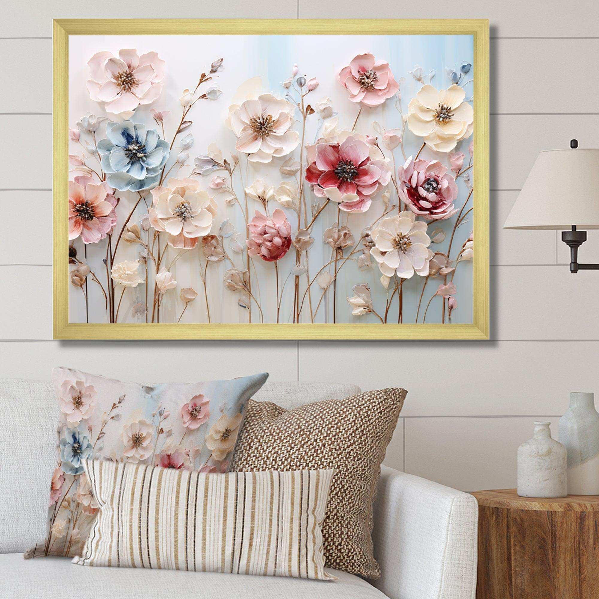 White and pink Floral Wonderland - Floral Canvas Wall Art