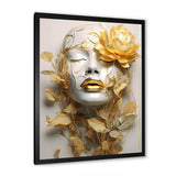 White and gold woman portrait with leaves II - Fashion Canvas Wall Art